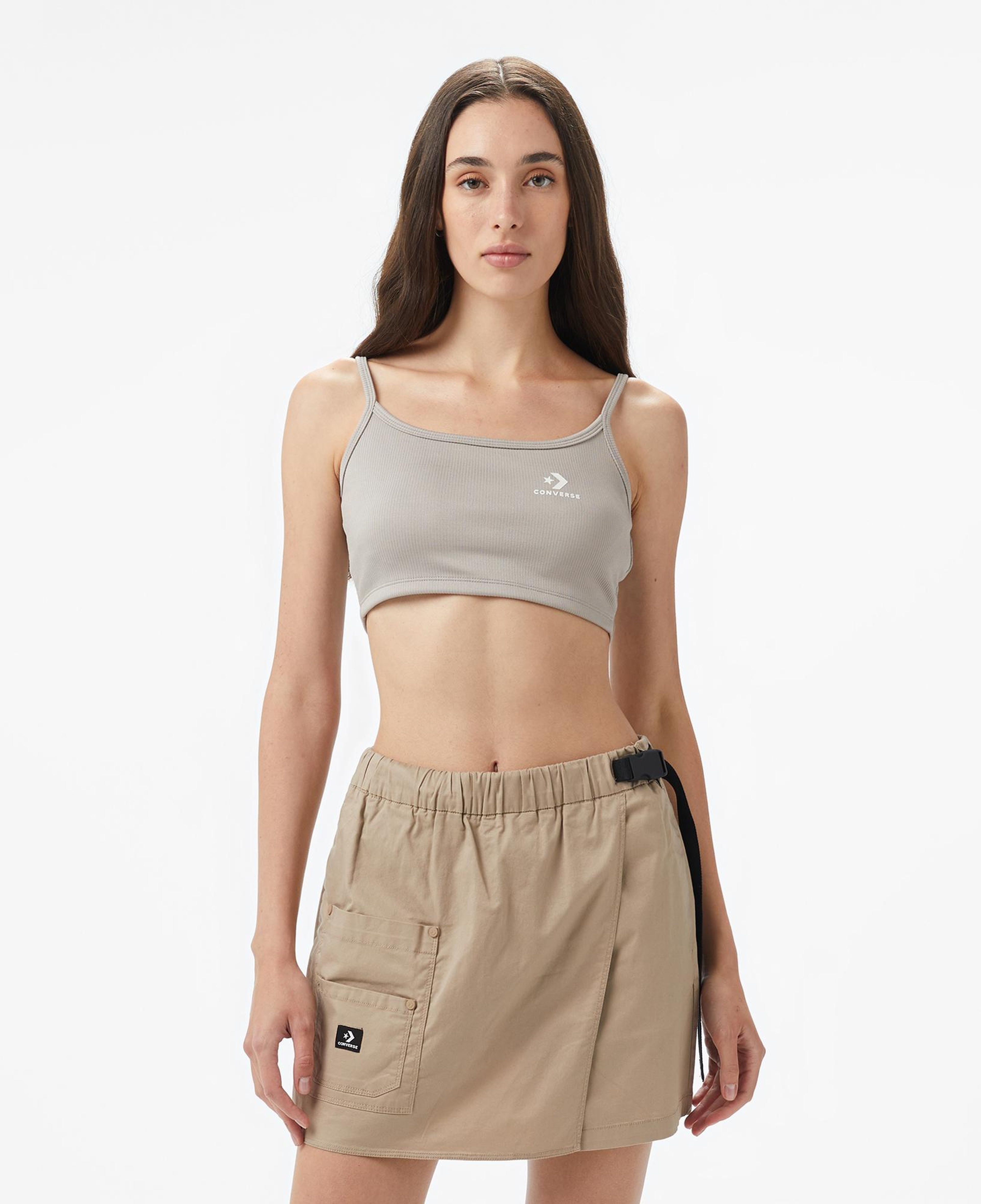 Converse Star Chevron Baskılı Kadın Gri T-Shirt