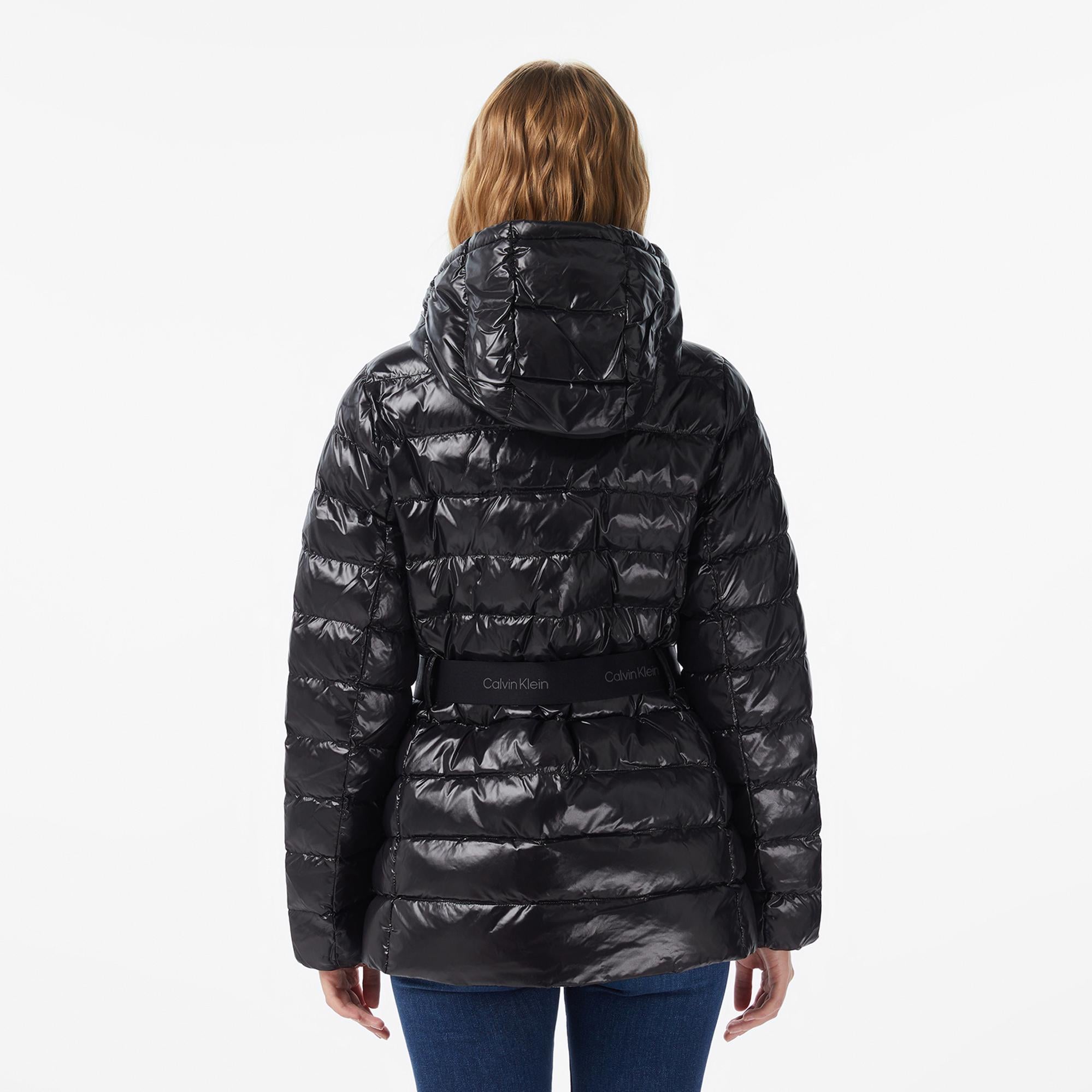 Calvin Klein Belted Lightweight Puffer Kadın Siyah Mont