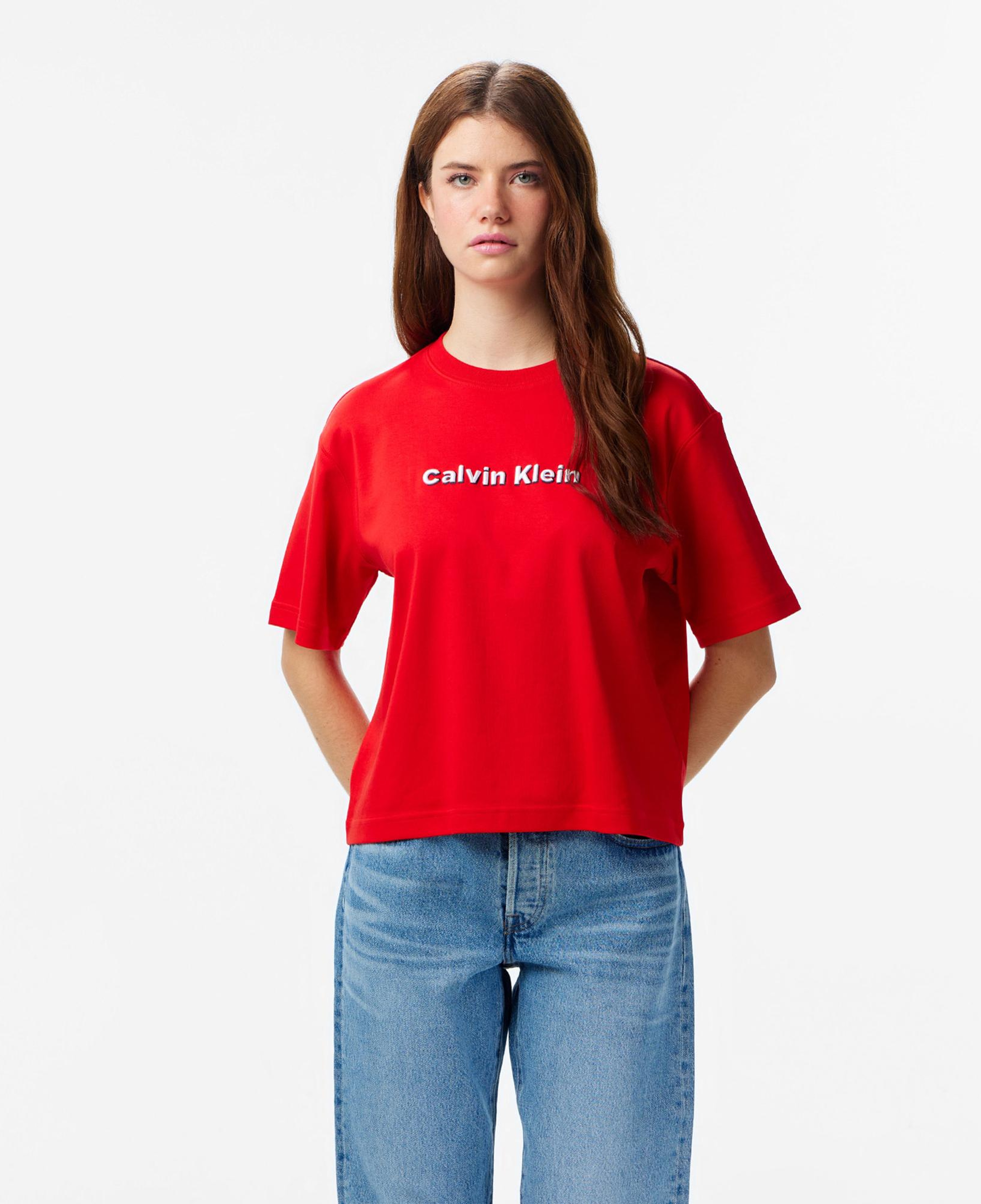 Calvin Klein 3D Roidery Logo Kadın Kırmızı T-Shirt