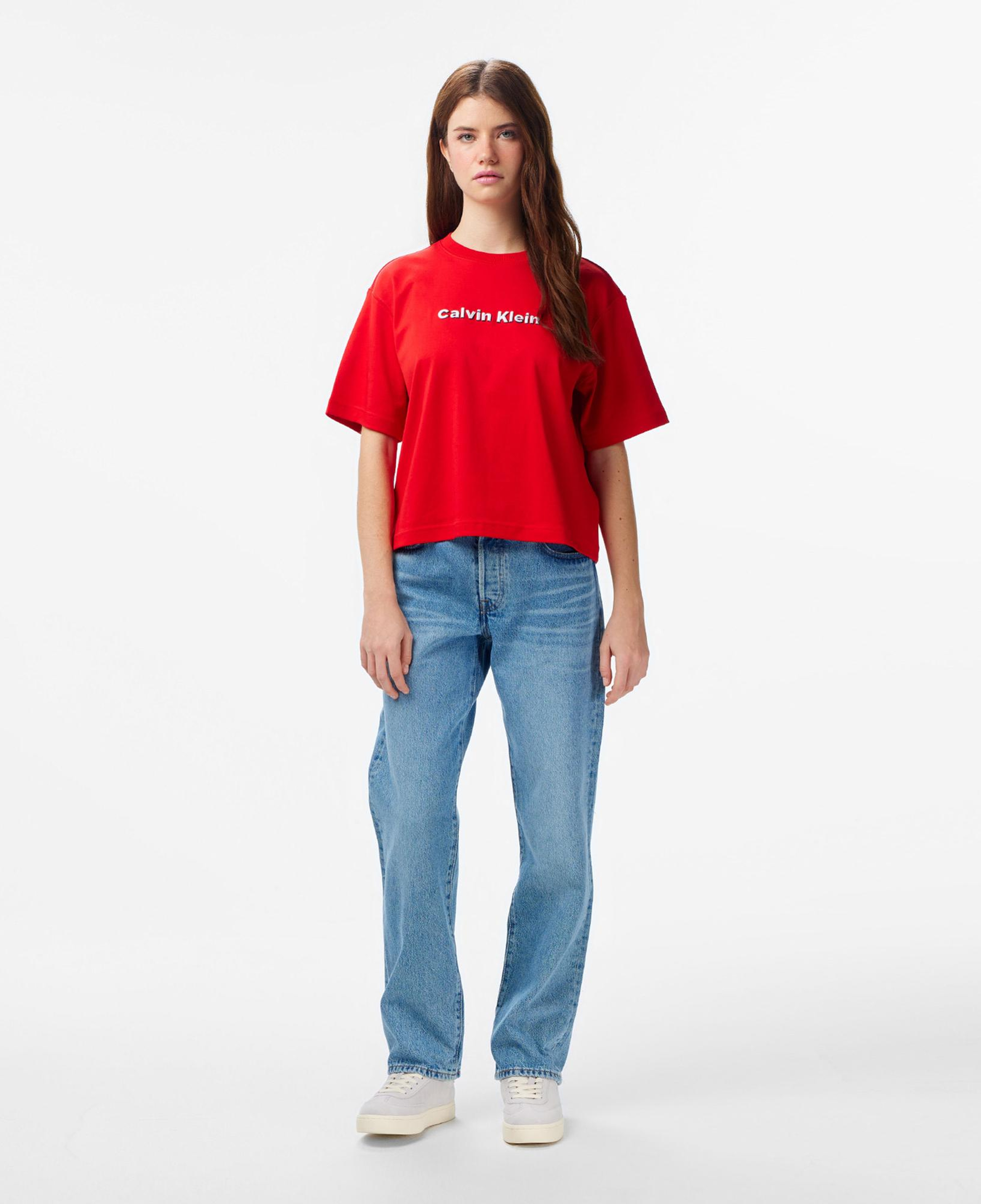 Calvin Klein 3D Roidery Logo Kadın Kırmızı T-Shirt