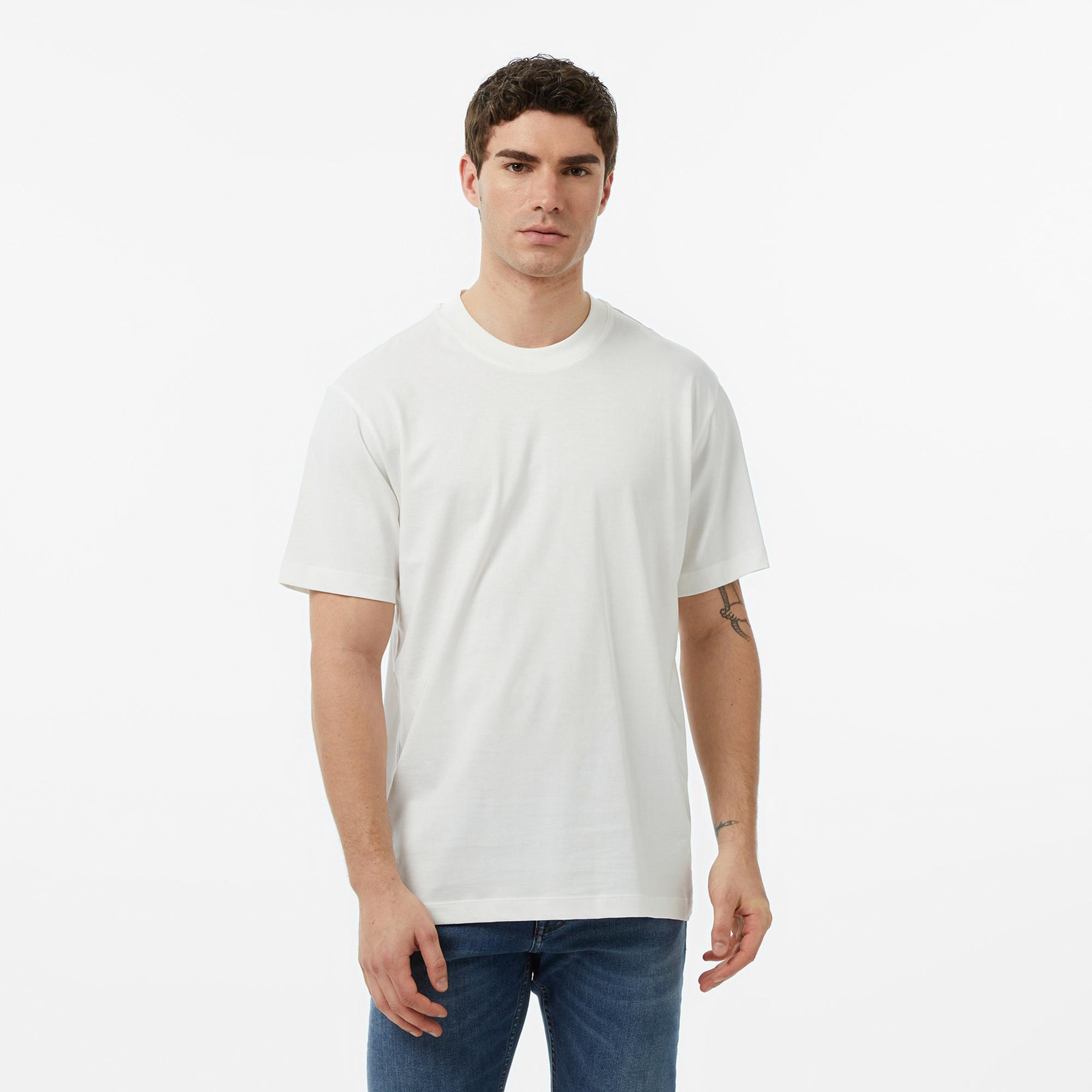 FashFed Basic Unisex Krem Rengi T-Shirt