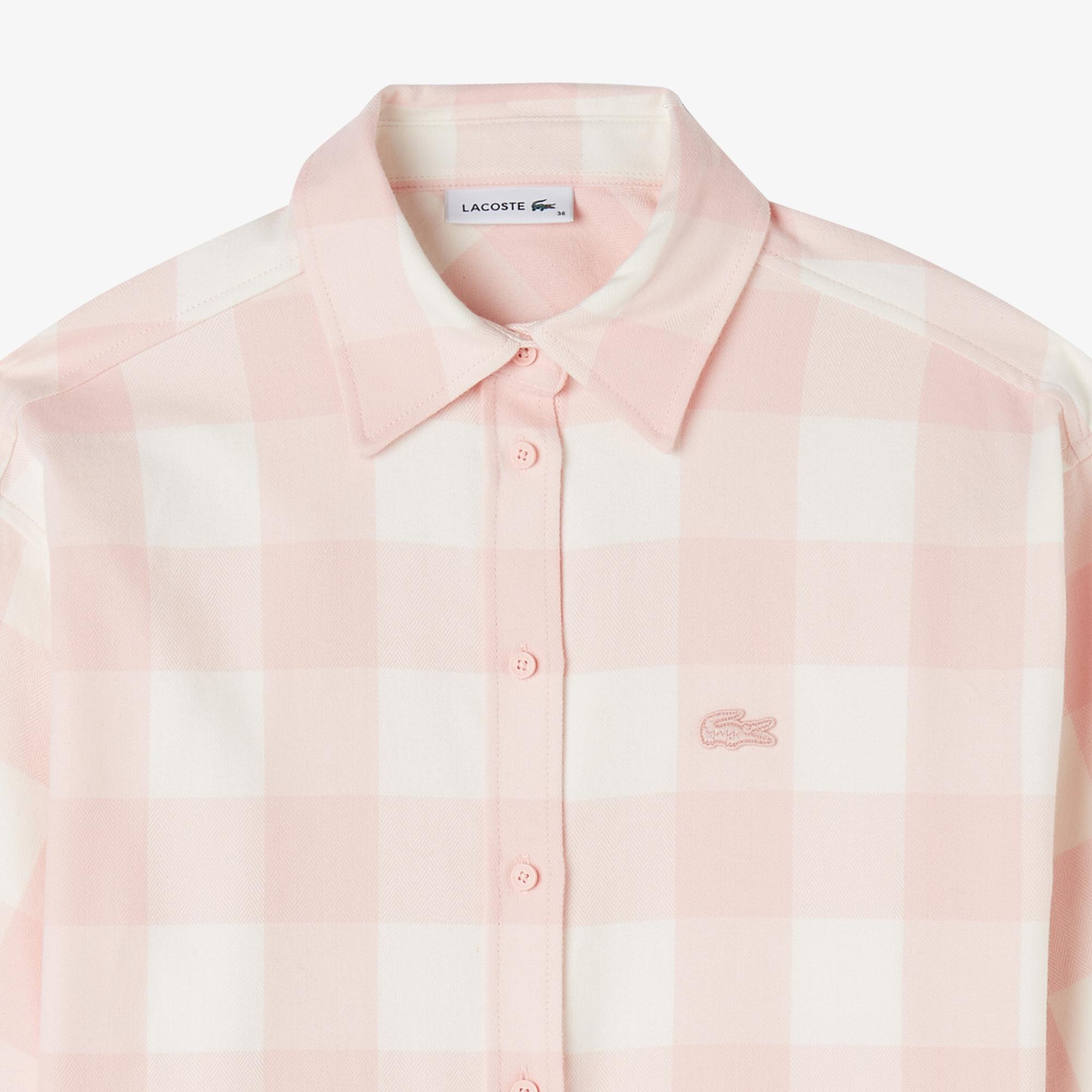 Lacoste Kadın Kareli Pembe Gömlek