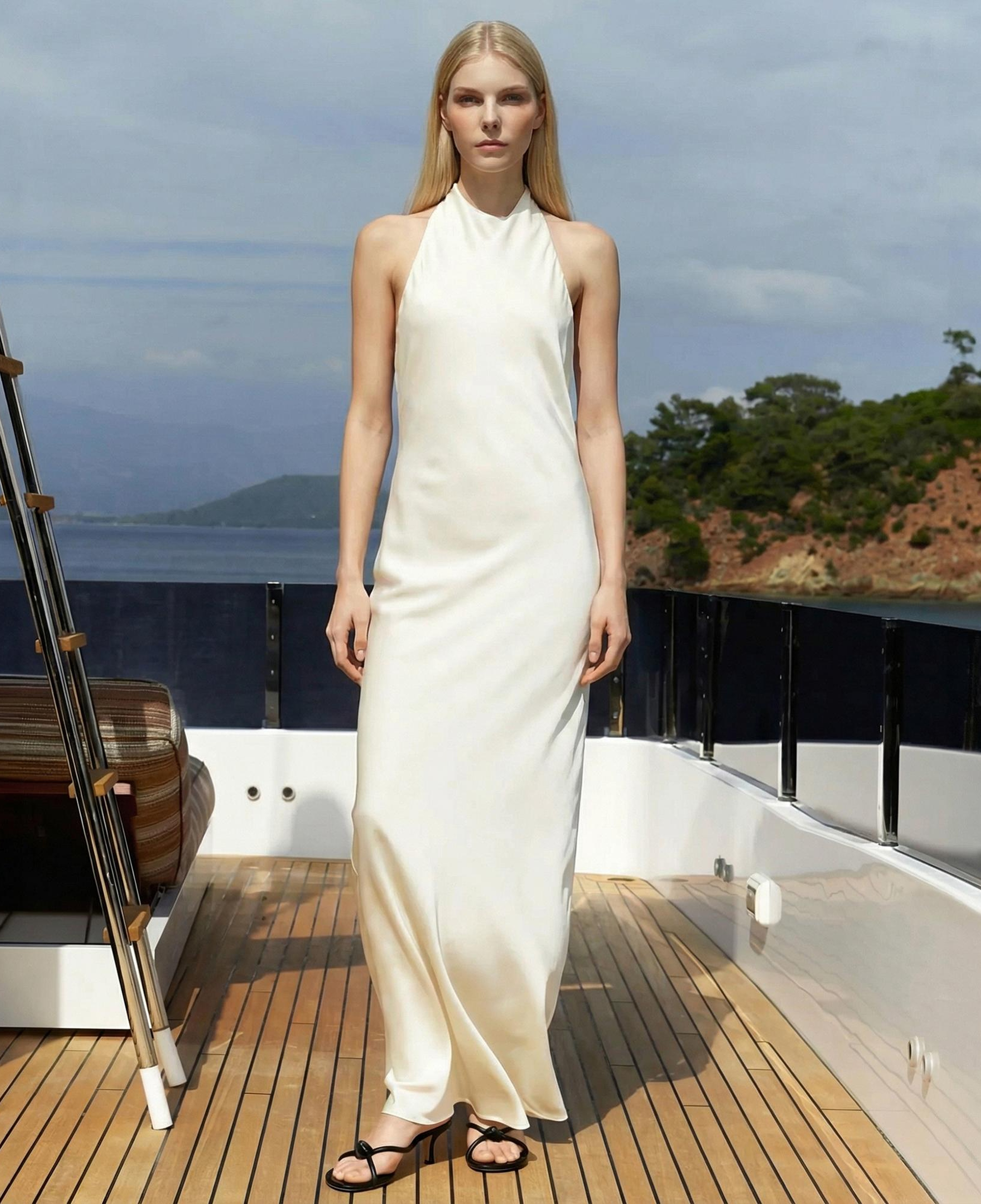 Fabby Mia Kadın Krem Rengi Elbise