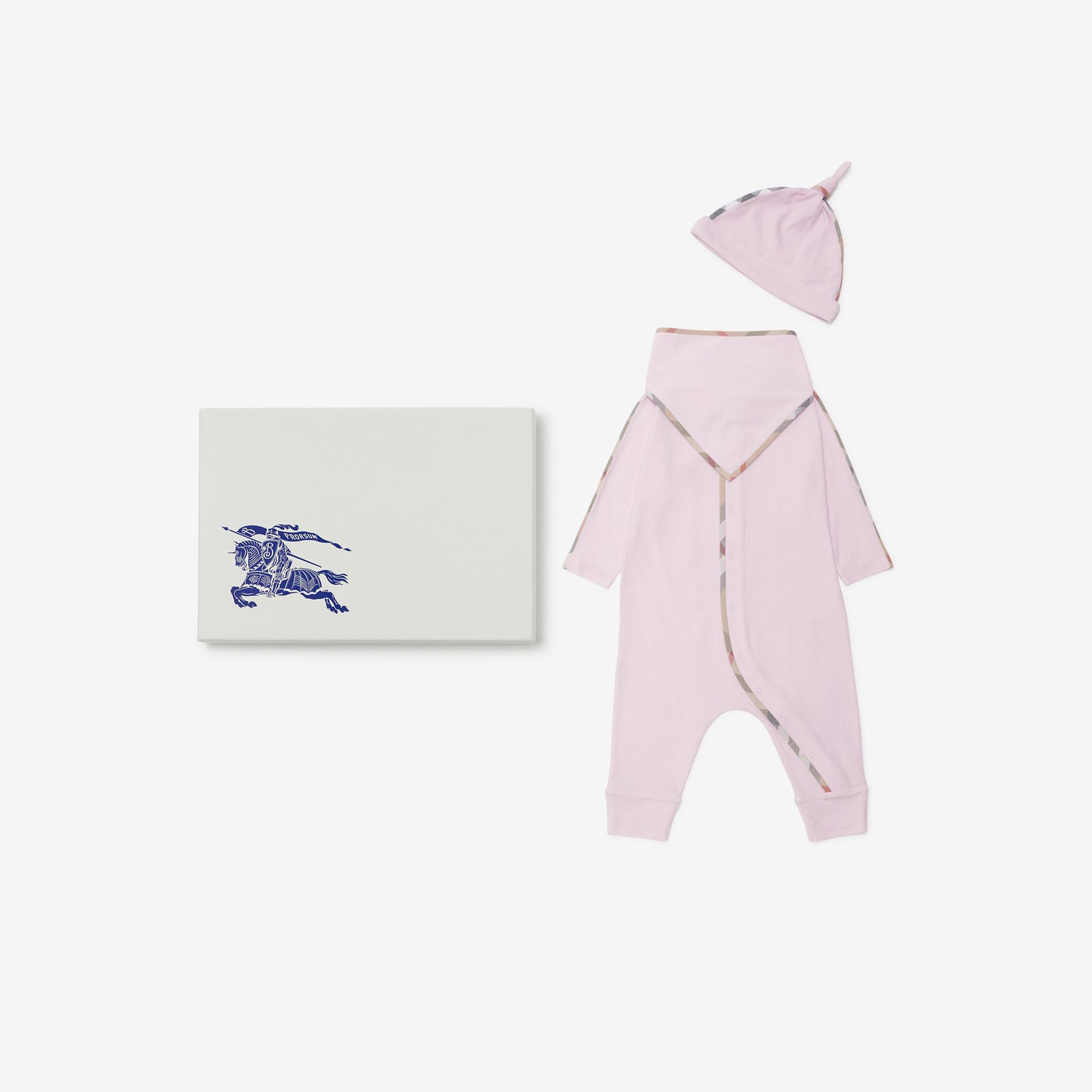 Burberry Hamilton Stretch Cotton Three-Piece Çocuk Pembe Bebek Takımı