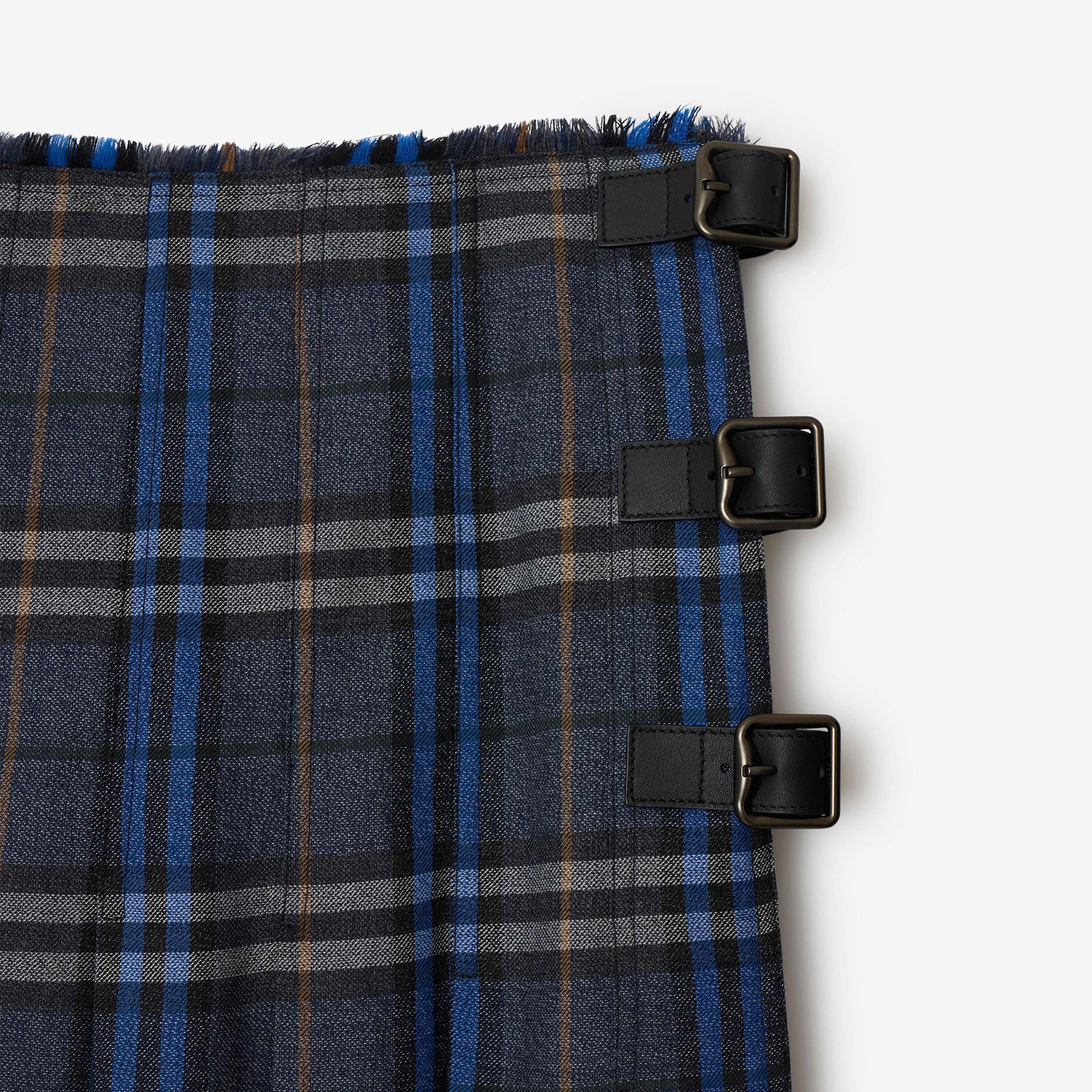 Burberry Check Wool Midi Kilt Kadın Gri Etek
