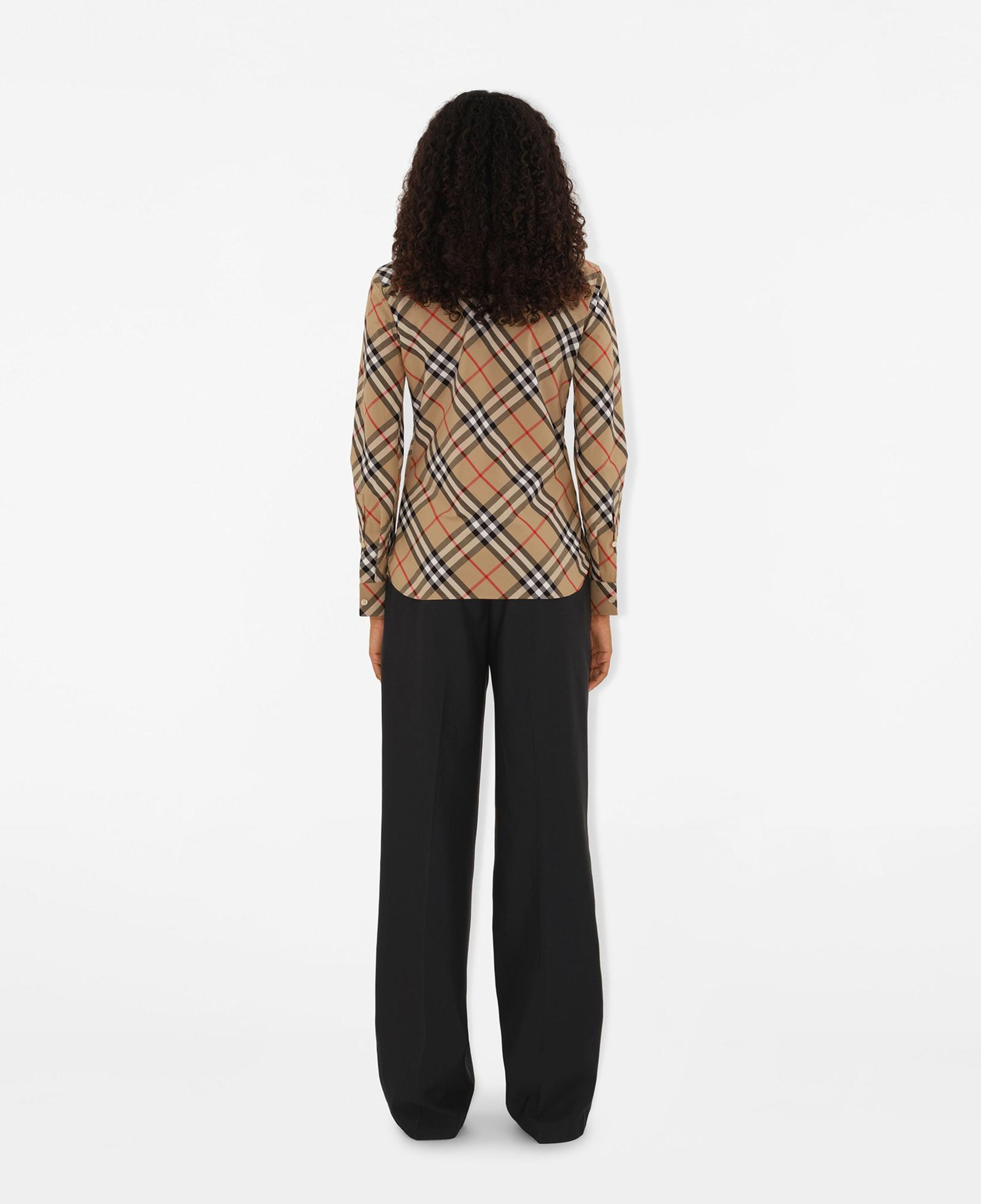 Burberry Slim Fit Check Pamuklu Kadın Bej Gömlek