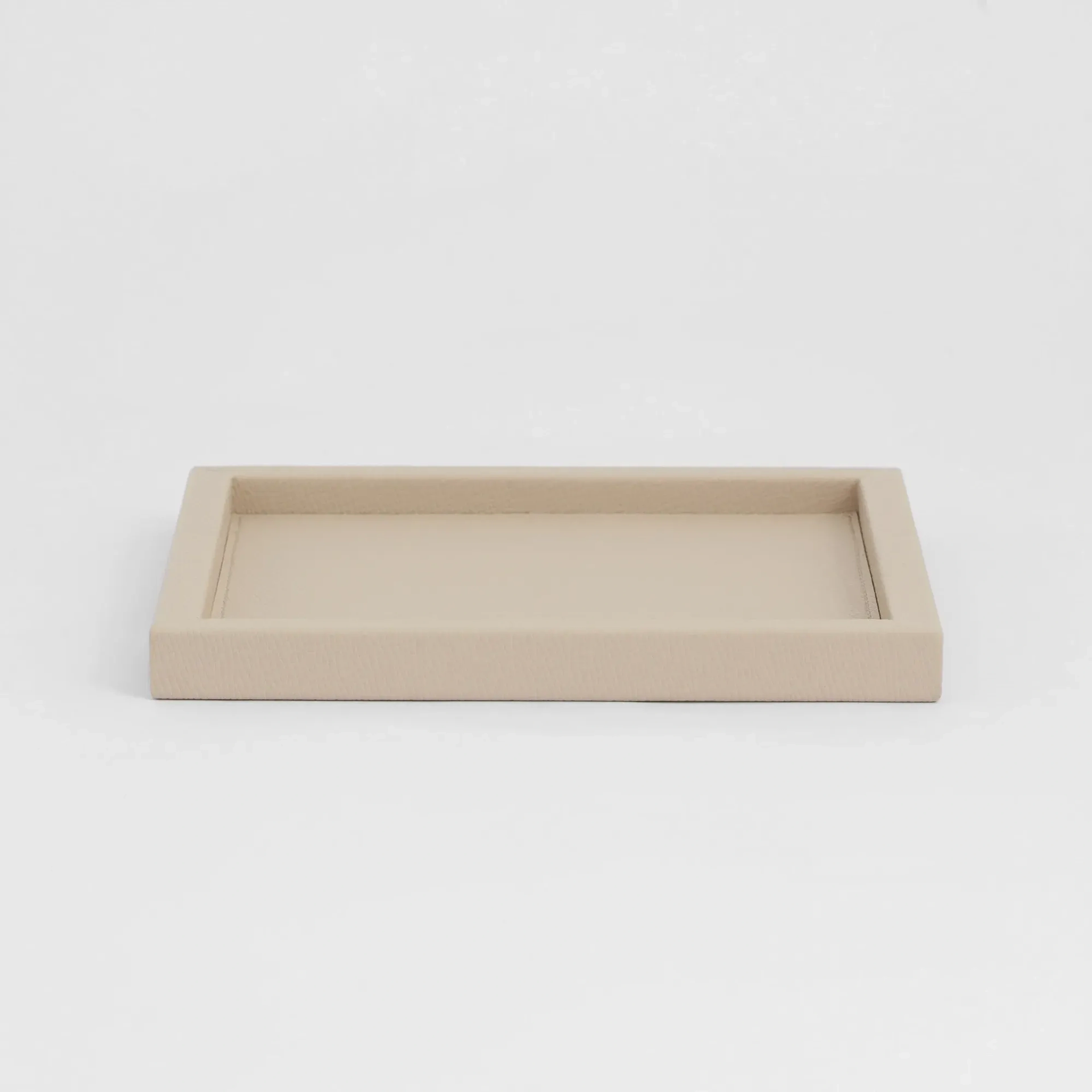 Qua Home Rita Dekoratif Deri Tepsi Krem 22x22x2,5 cm