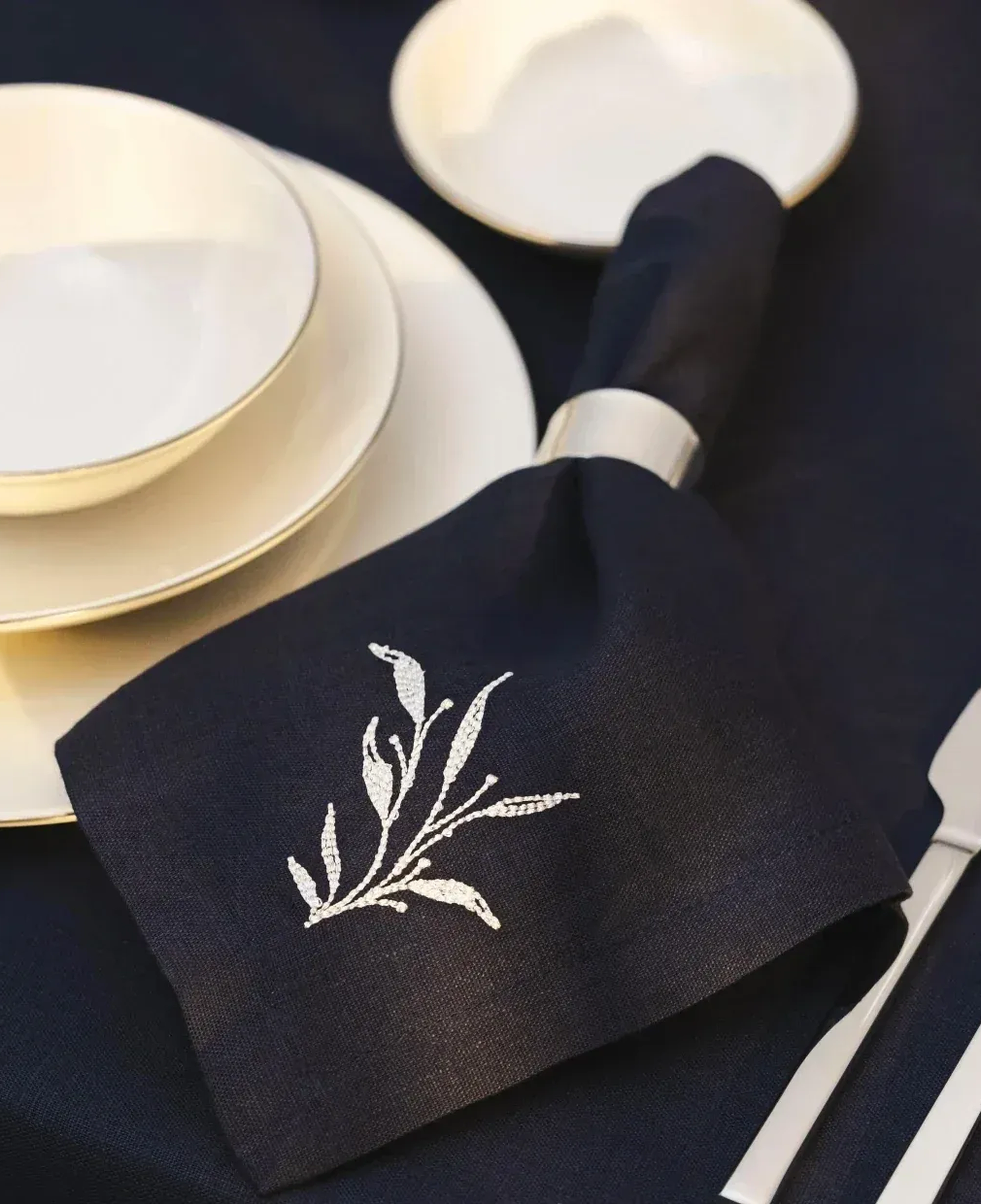 Petite 2'li %100 Keten Lacivert Peçete 40x40 cm