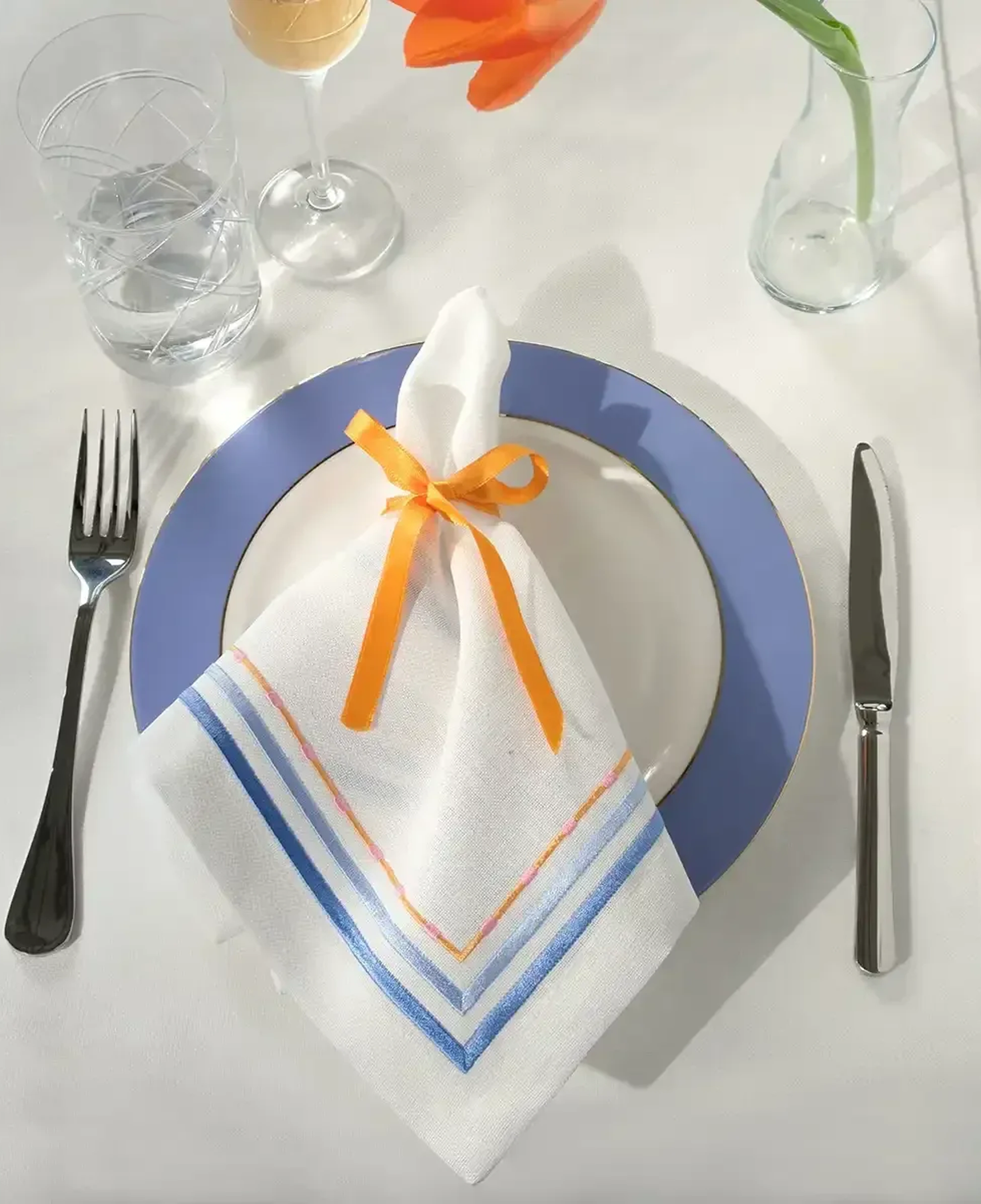 Sahara Peçete Beyaz Mavi 40x40 cm