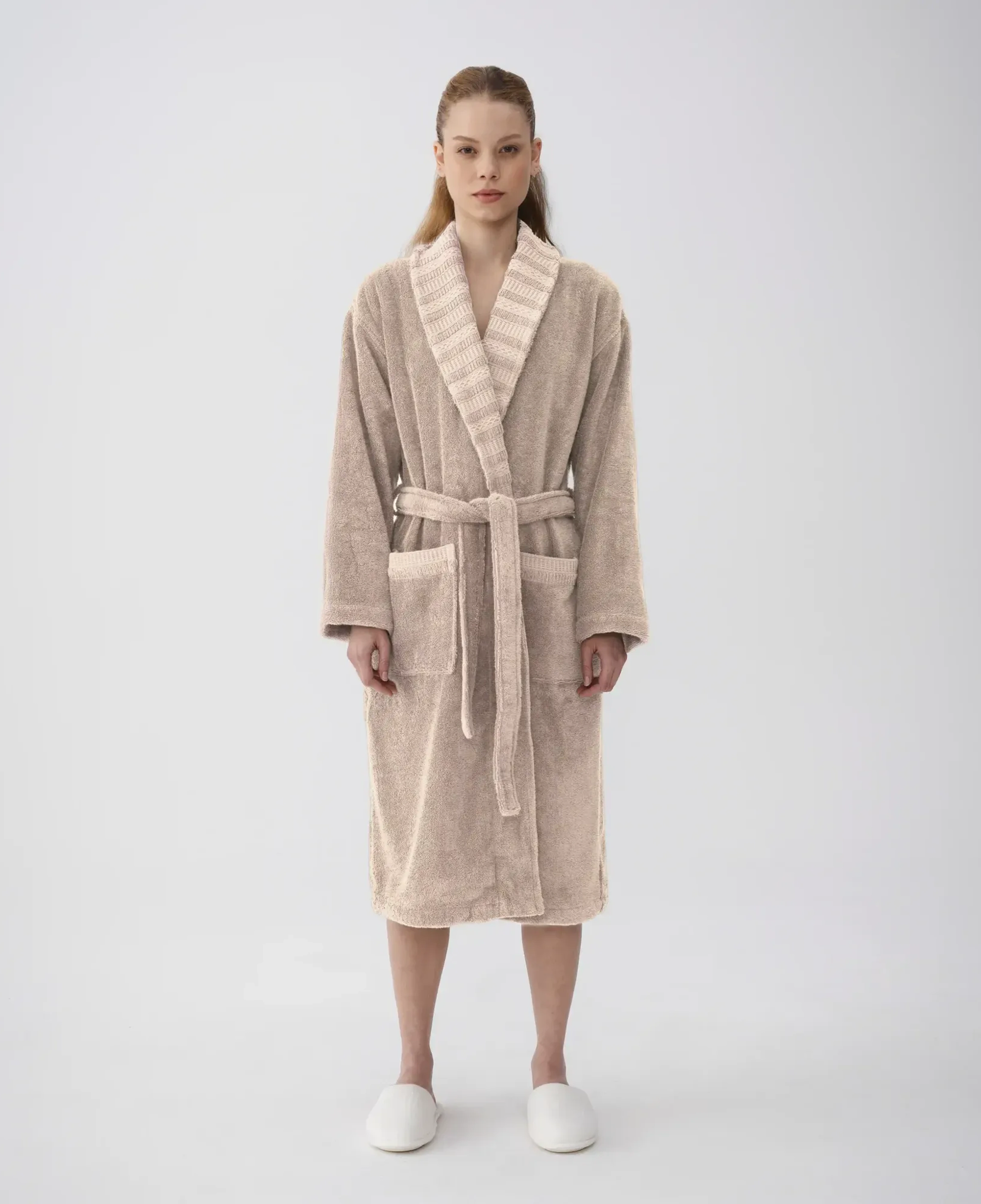 Qua Home Mauve Pima Pamuk Kadın Bornoz Kahverengi