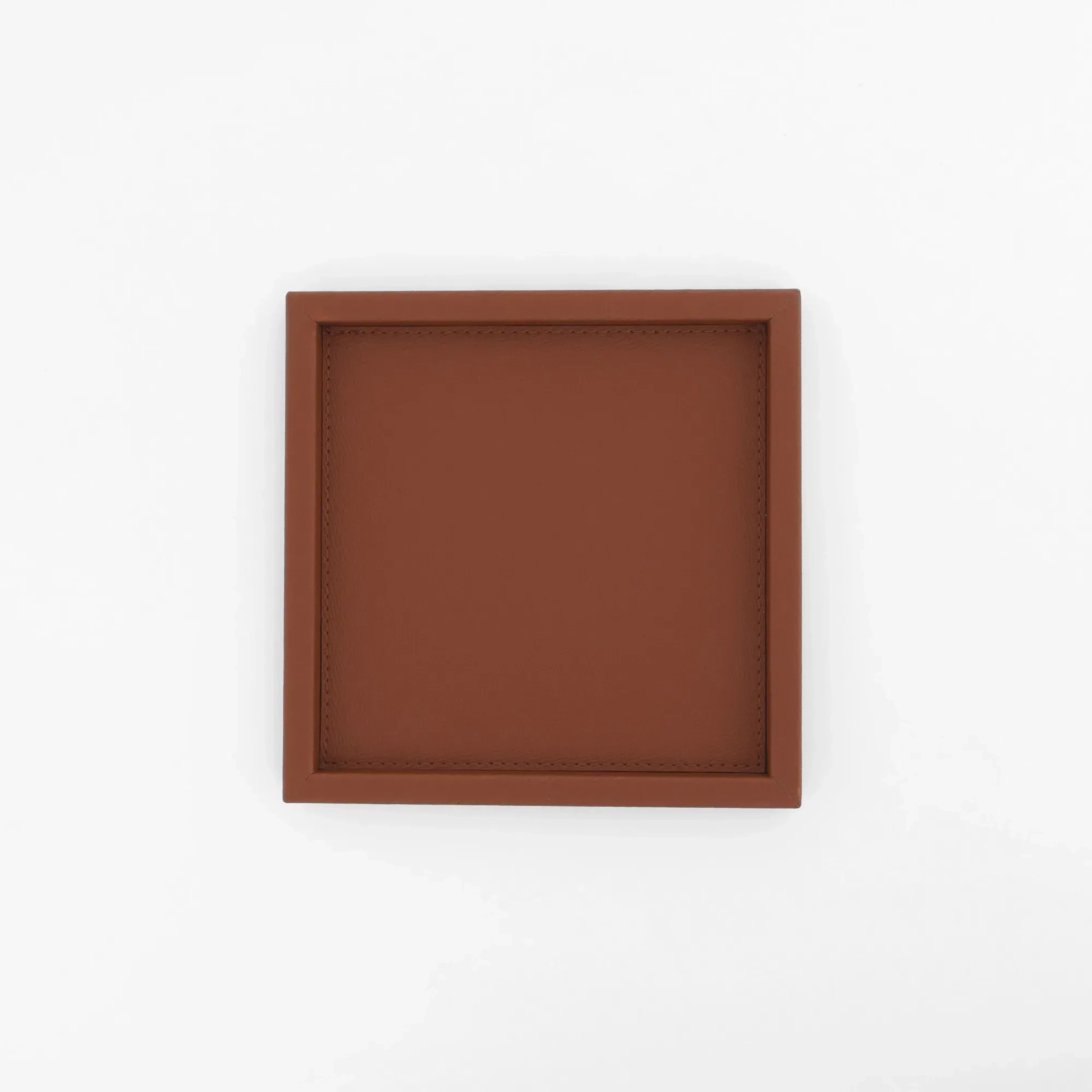 Qua Home Rita Dekoratif Deri Tepsi Açık Kahverengi 22x22x2,5 cm