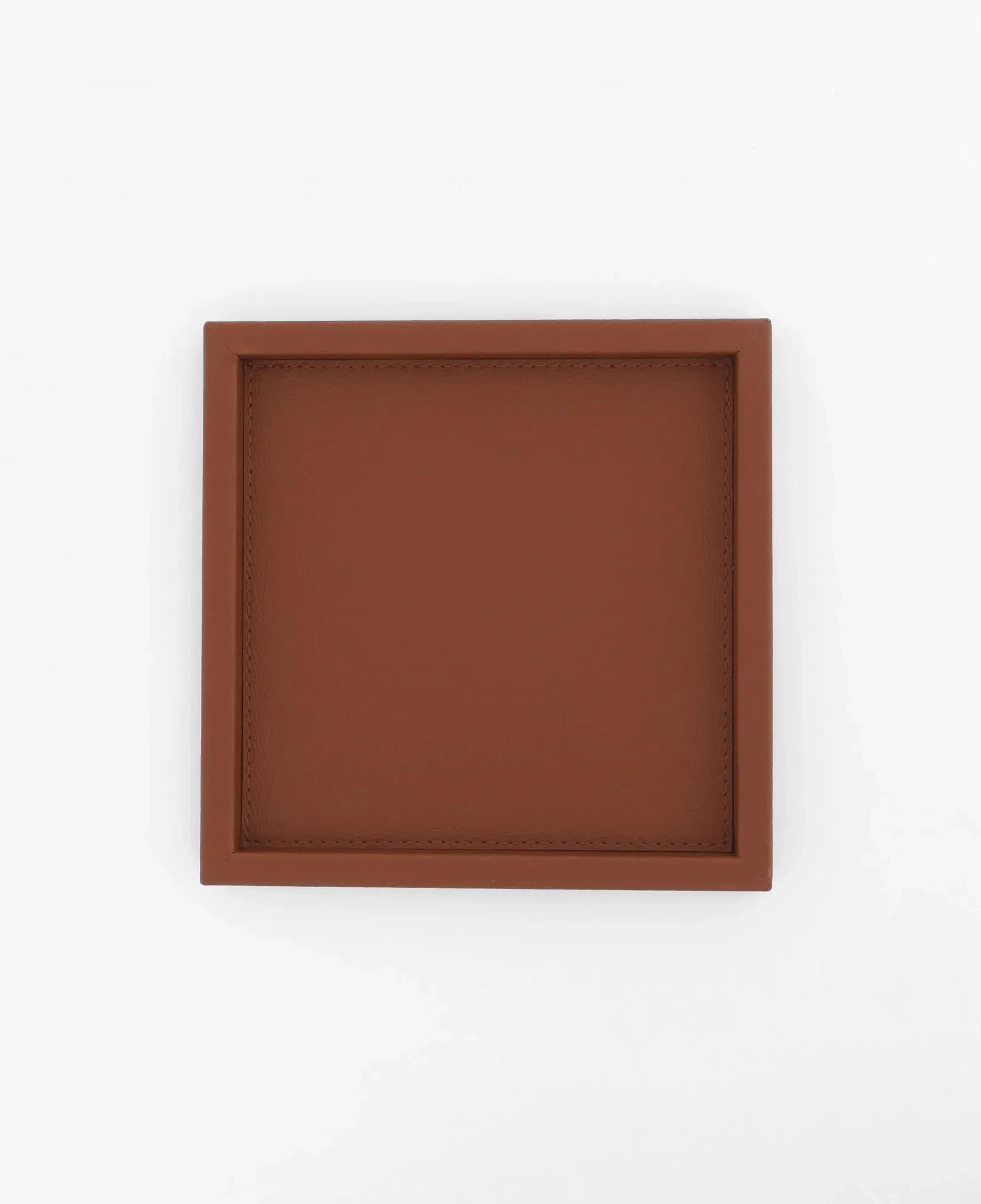 Qua Home Rita Dekoratif Deri Tepsi Açık Kahverengi 22x22x2,5 cm