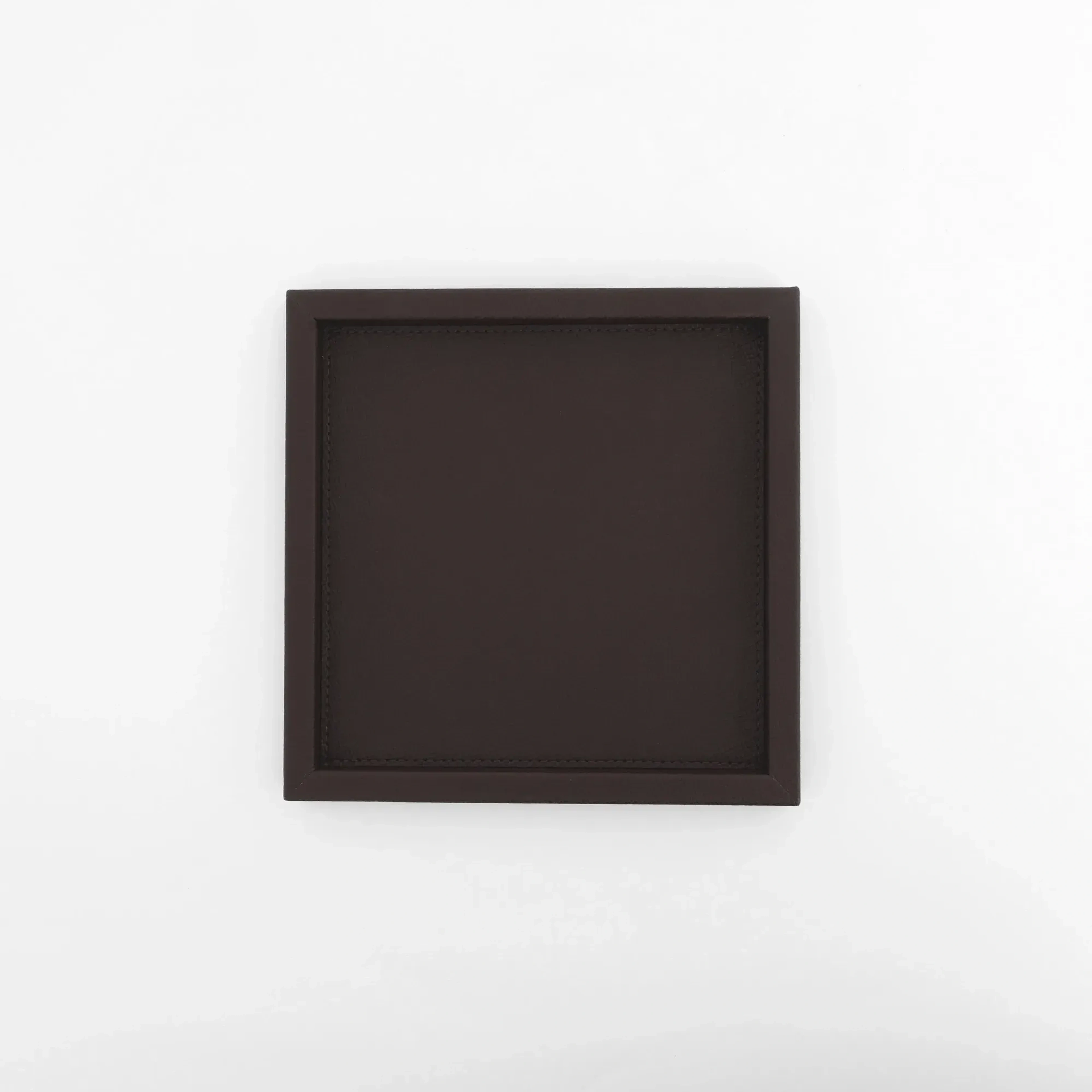 Qua Home Rita Dekoratif Deri Tepsi Koyu Kahverengi 22x22x2,5 cm