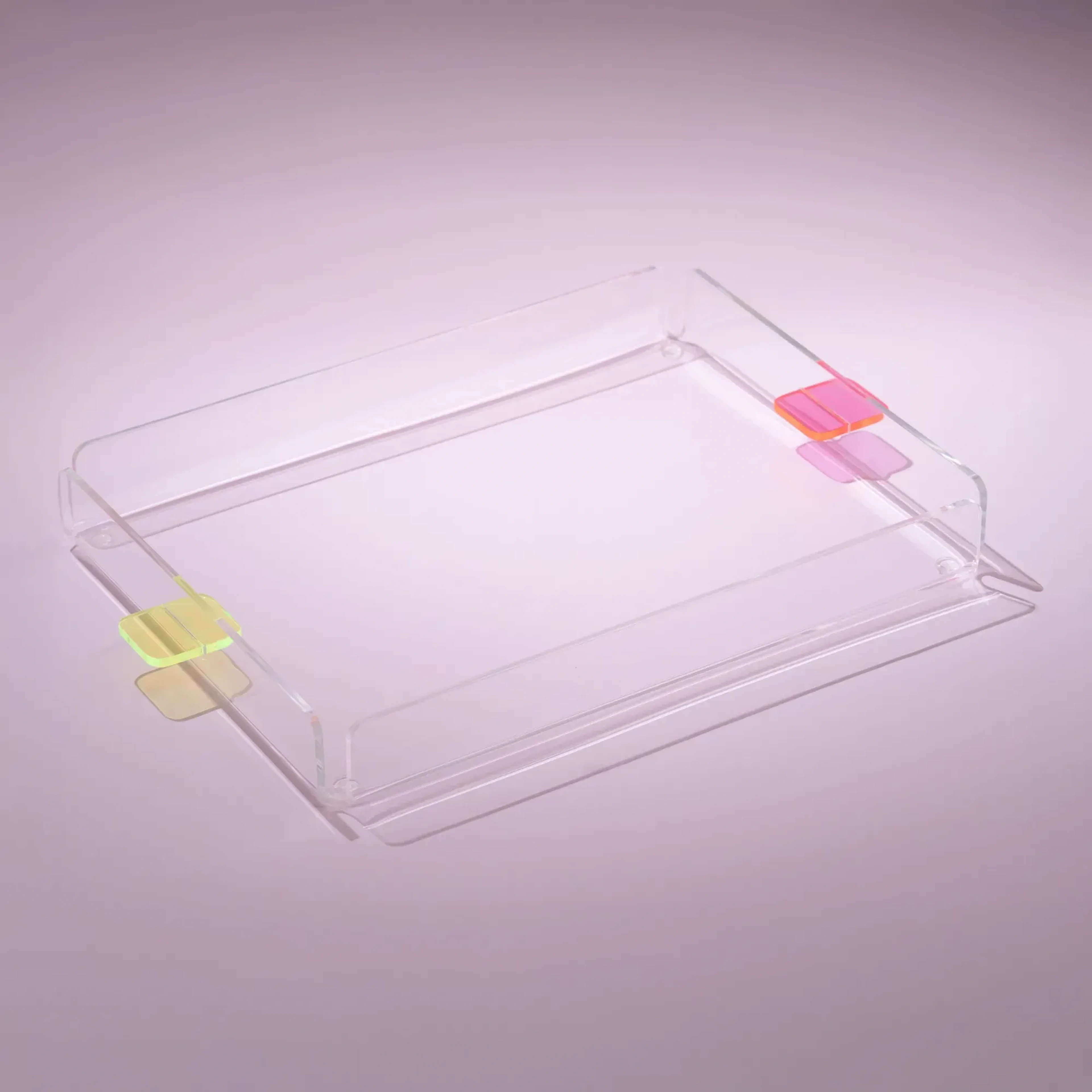 Qua Home Manta Renkli Kulp Detaylı Pleksi Tepsi 30x22 cm