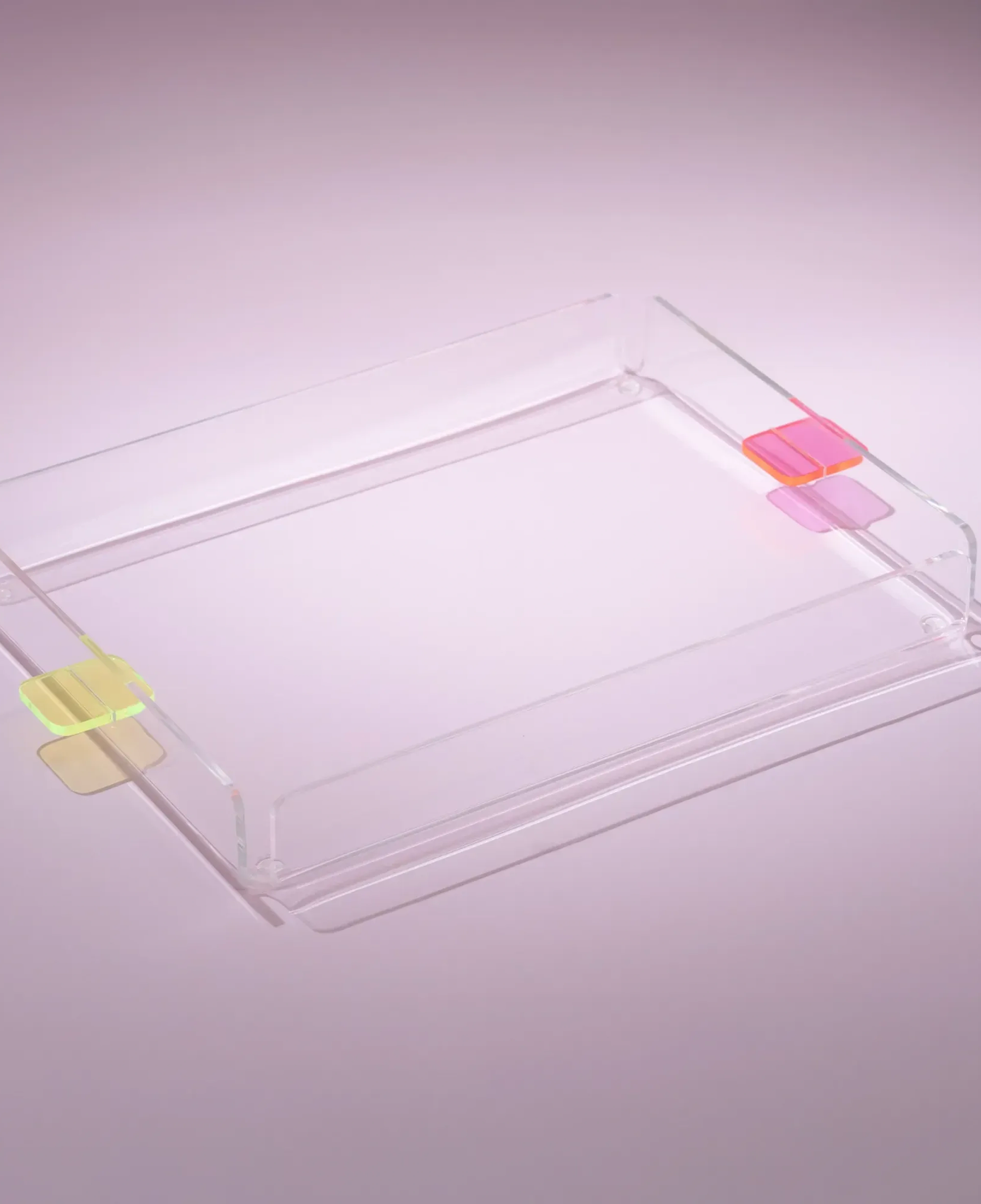 Qua Home Manta Renkli Kulp Detaylı Pleksi Tepsi 30x22 cm