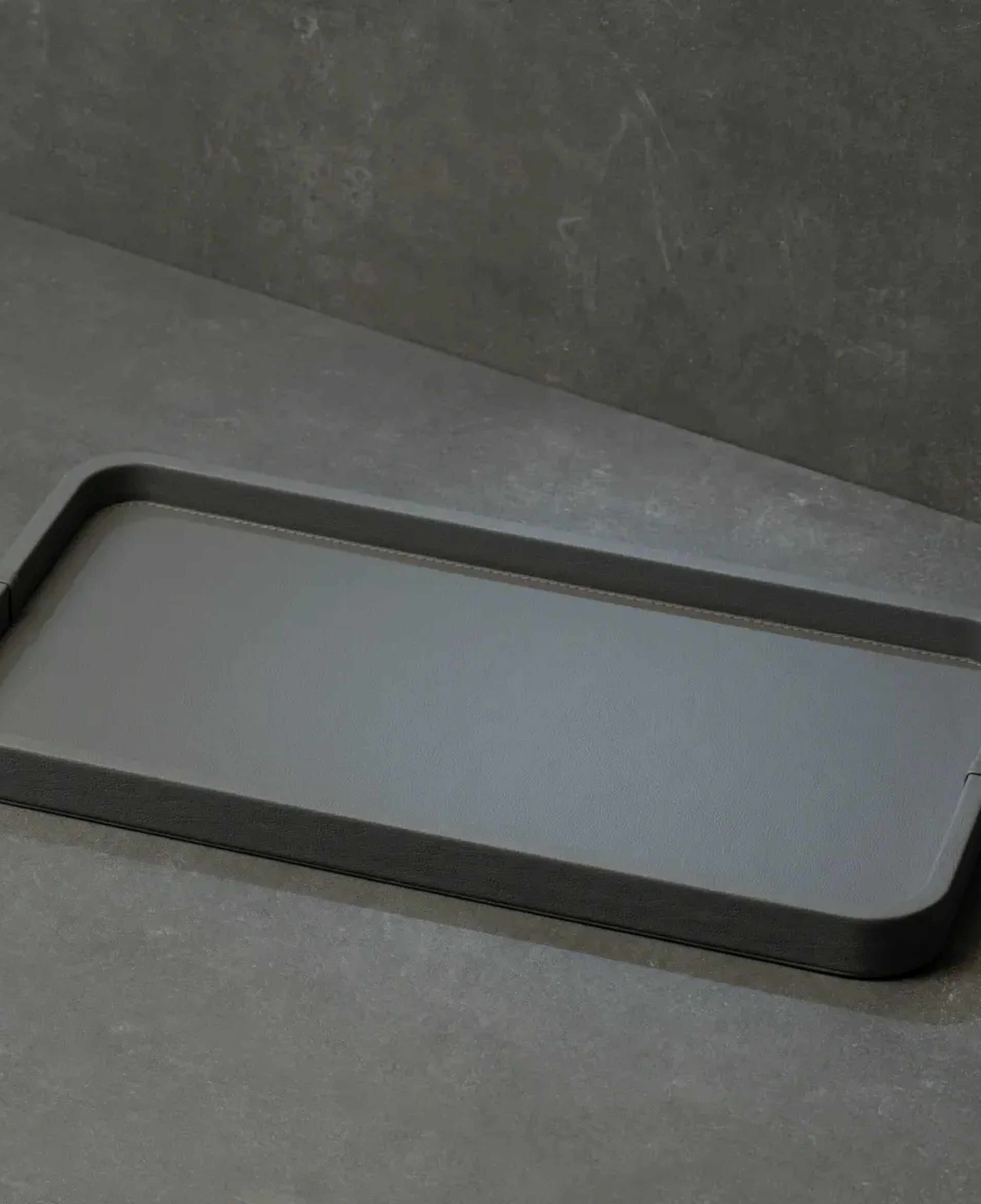 Qua Home Marta Dekoratif Deri Tepsi Antrasit 50x27x3 cm