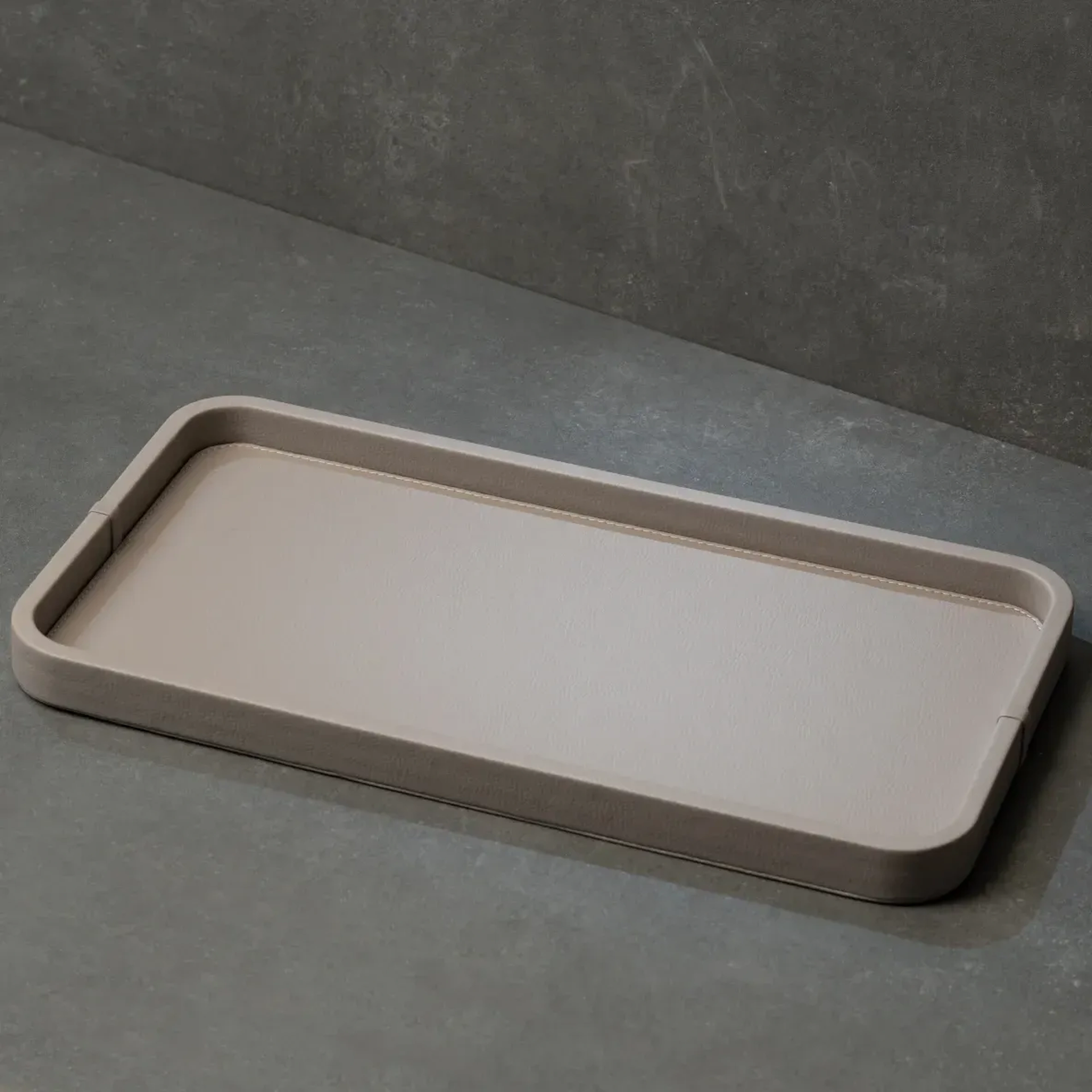 Qua Home Marta Dekoratif Deri Tepsi Vizon 50x27x3 cm