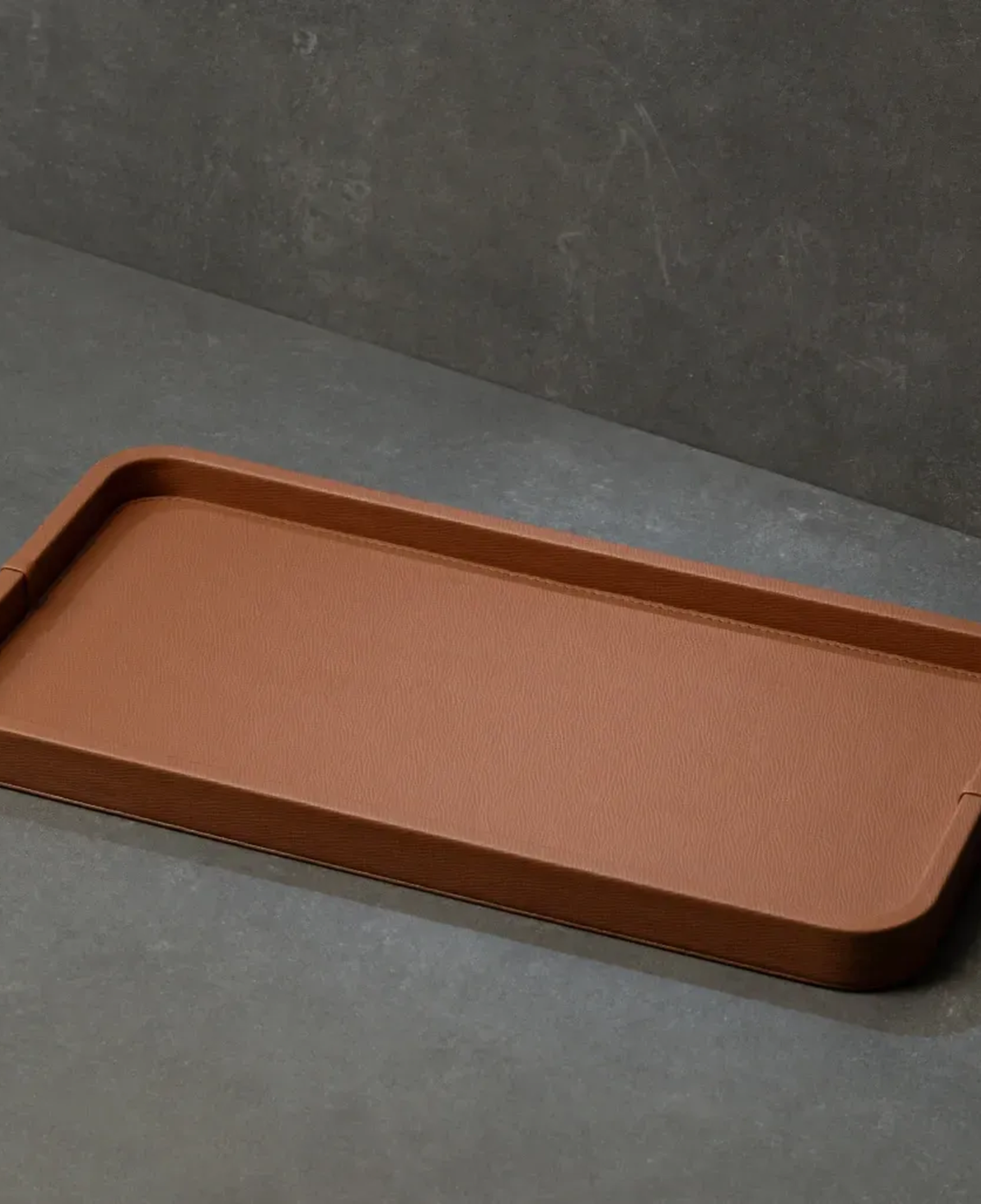 Qua Home Marta Dekoratif Deri Tepsi Açık Kahverengi 50x27x3 cm