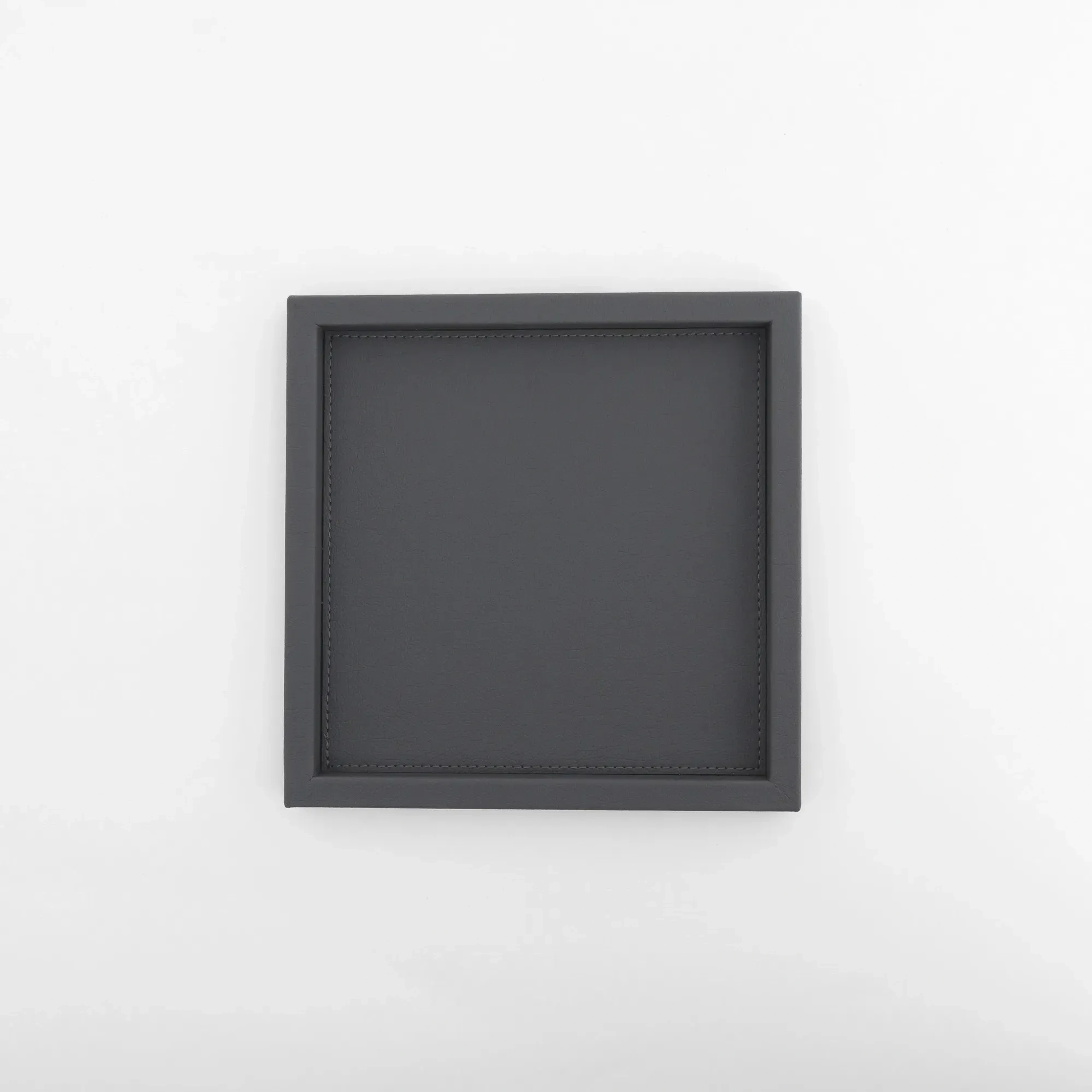 Qua Home Rita Dekoratif Deri Tepsi Antrasit 22x22x2,5 cm