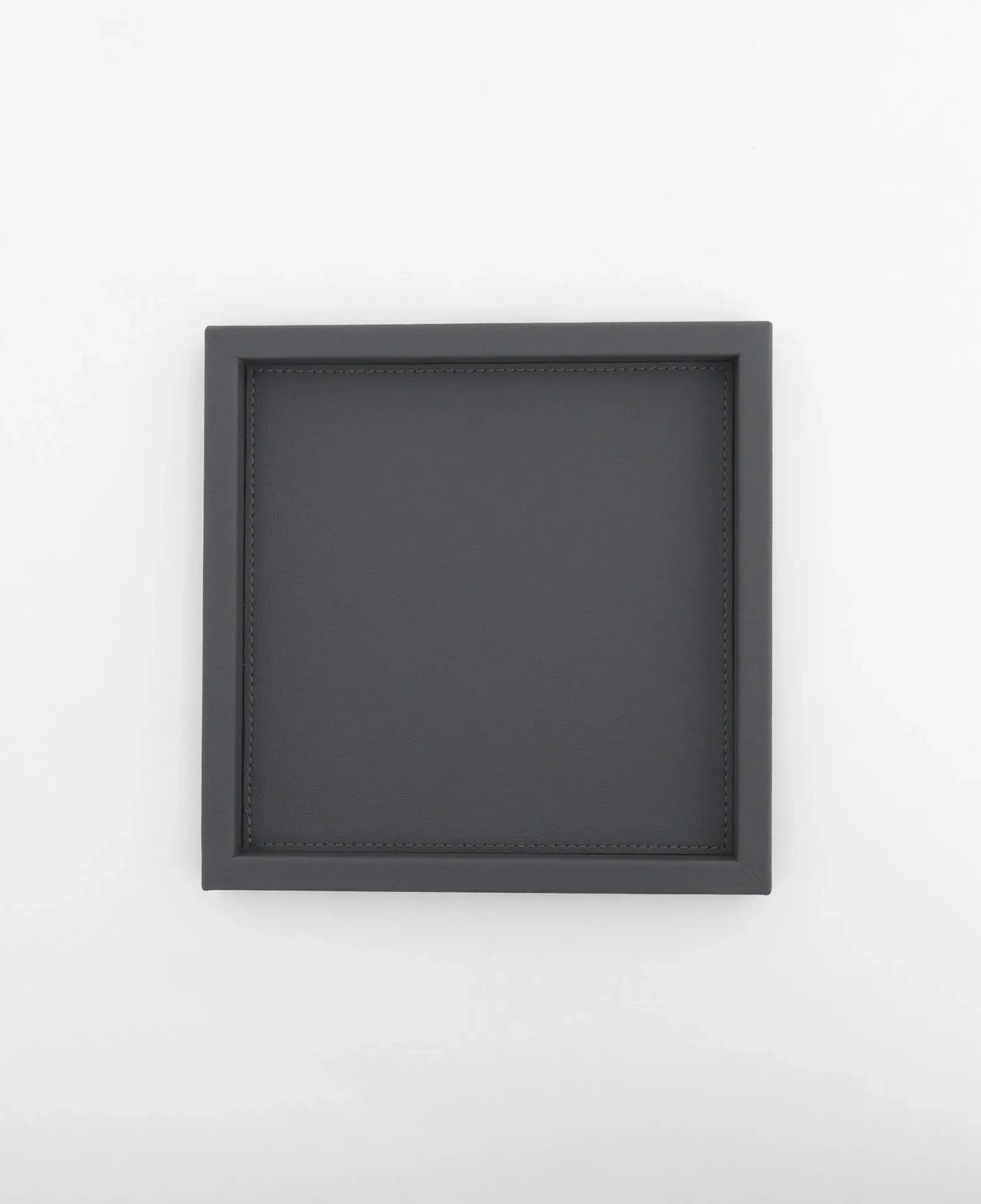 Qua Home Rita Dekoratif Deri Tepsi Antrasit 22x22x2,5 cm