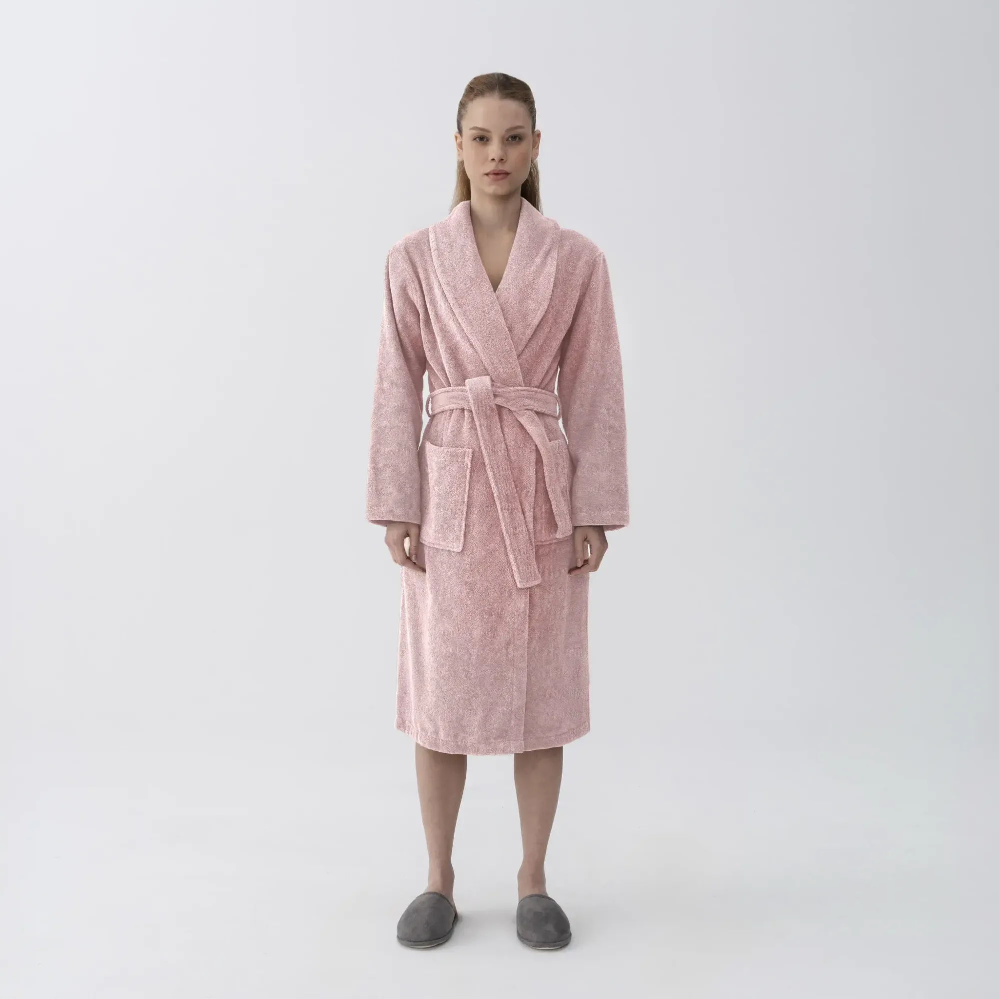 Qua Home Eclair Penye Pamuk Unisex Bornoz Ekru