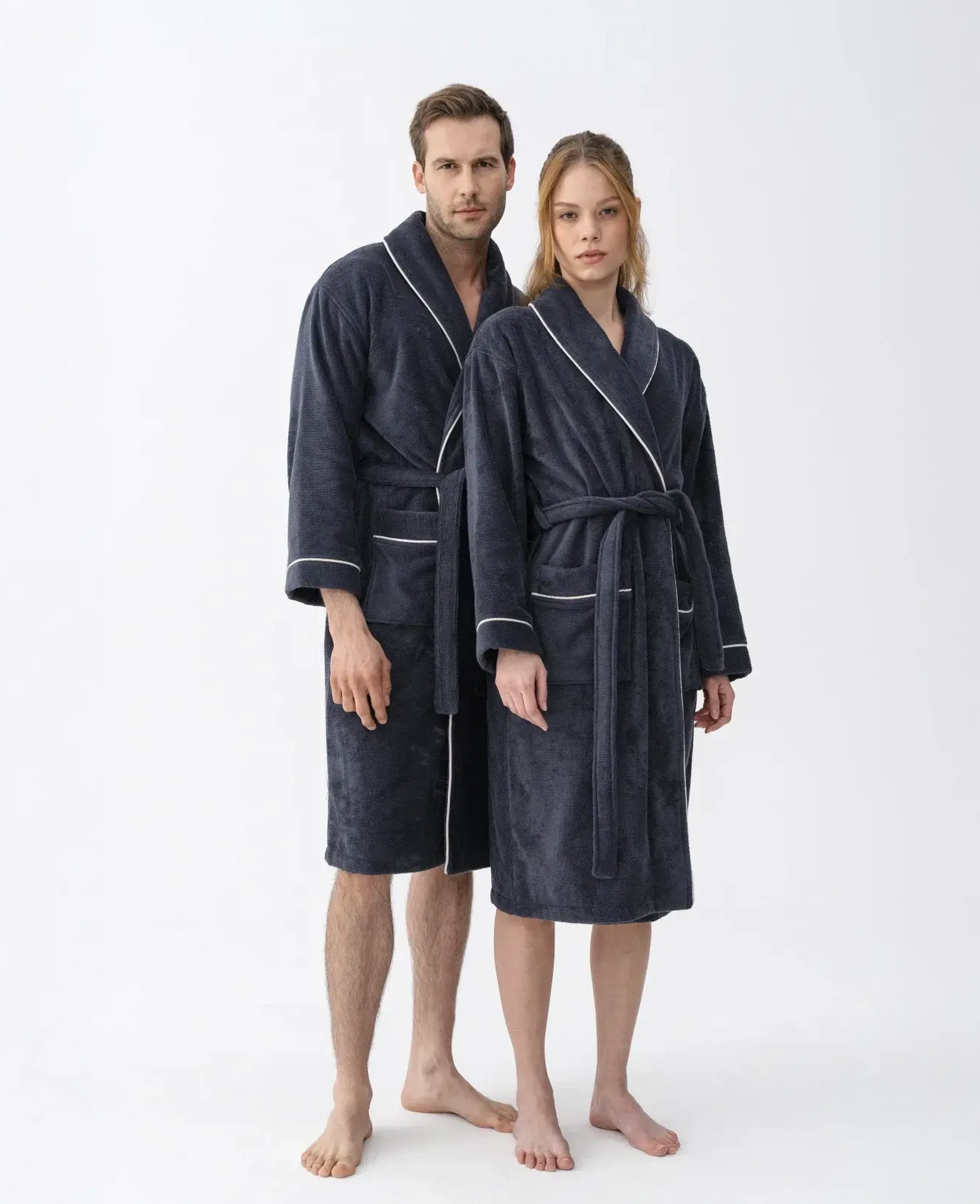 Qua Home Pansy Pima Pamuk Unisex Bornoz Antrasit