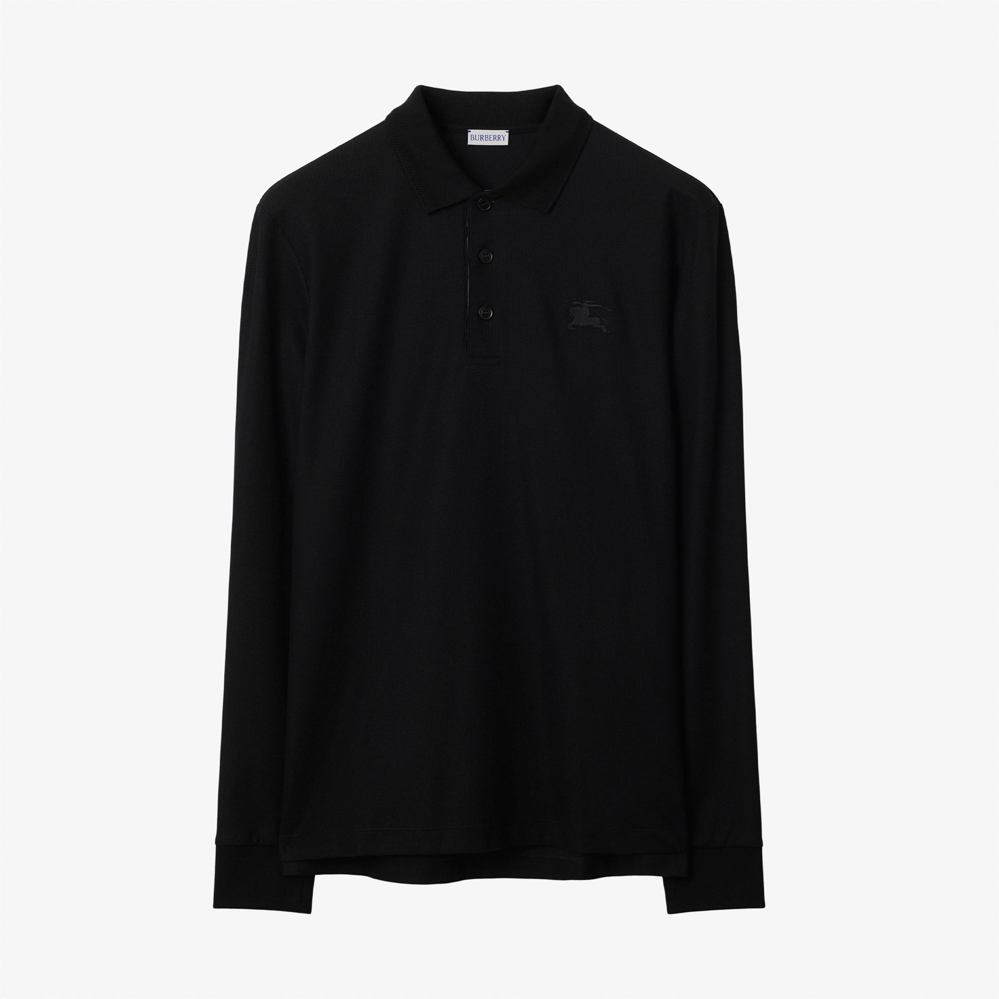 Burberry Long-sleeve Pamuklu Erkek Siyah Polo