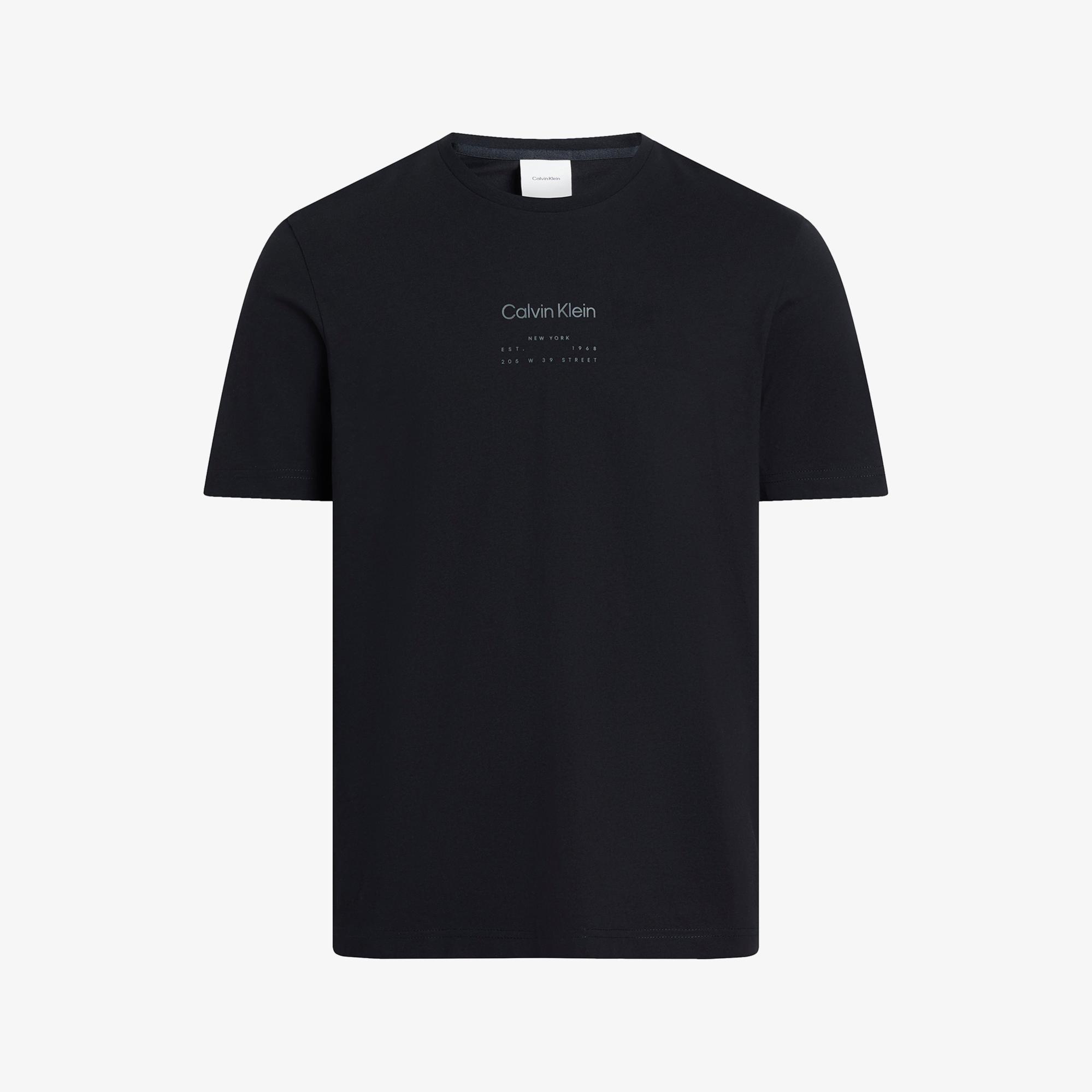 Calvin Klein Raised Editorial Logo Erkek Siyah T-Shirt