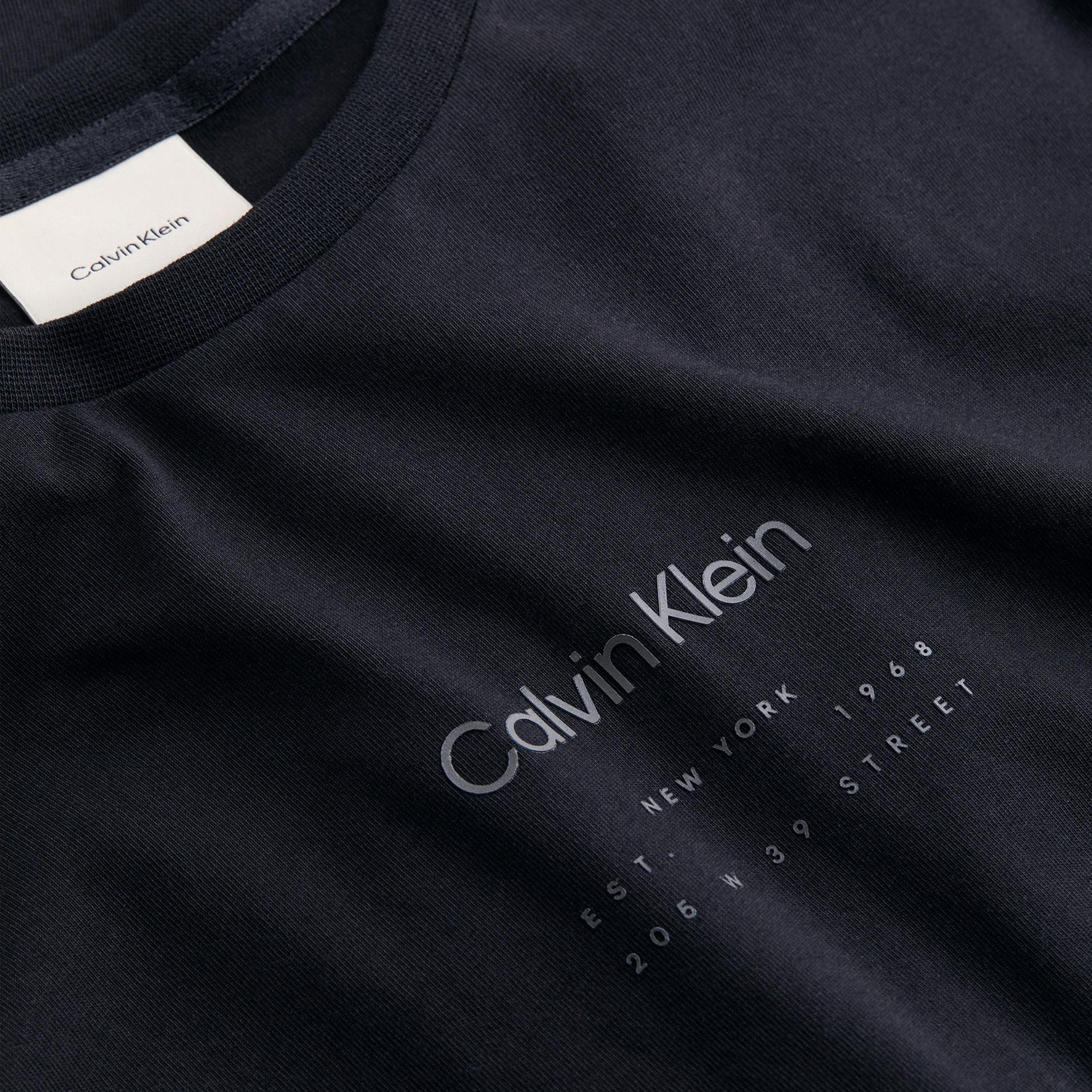 Calvin Klein Raised Editorial Logo Erkek Siyah T-Shirt