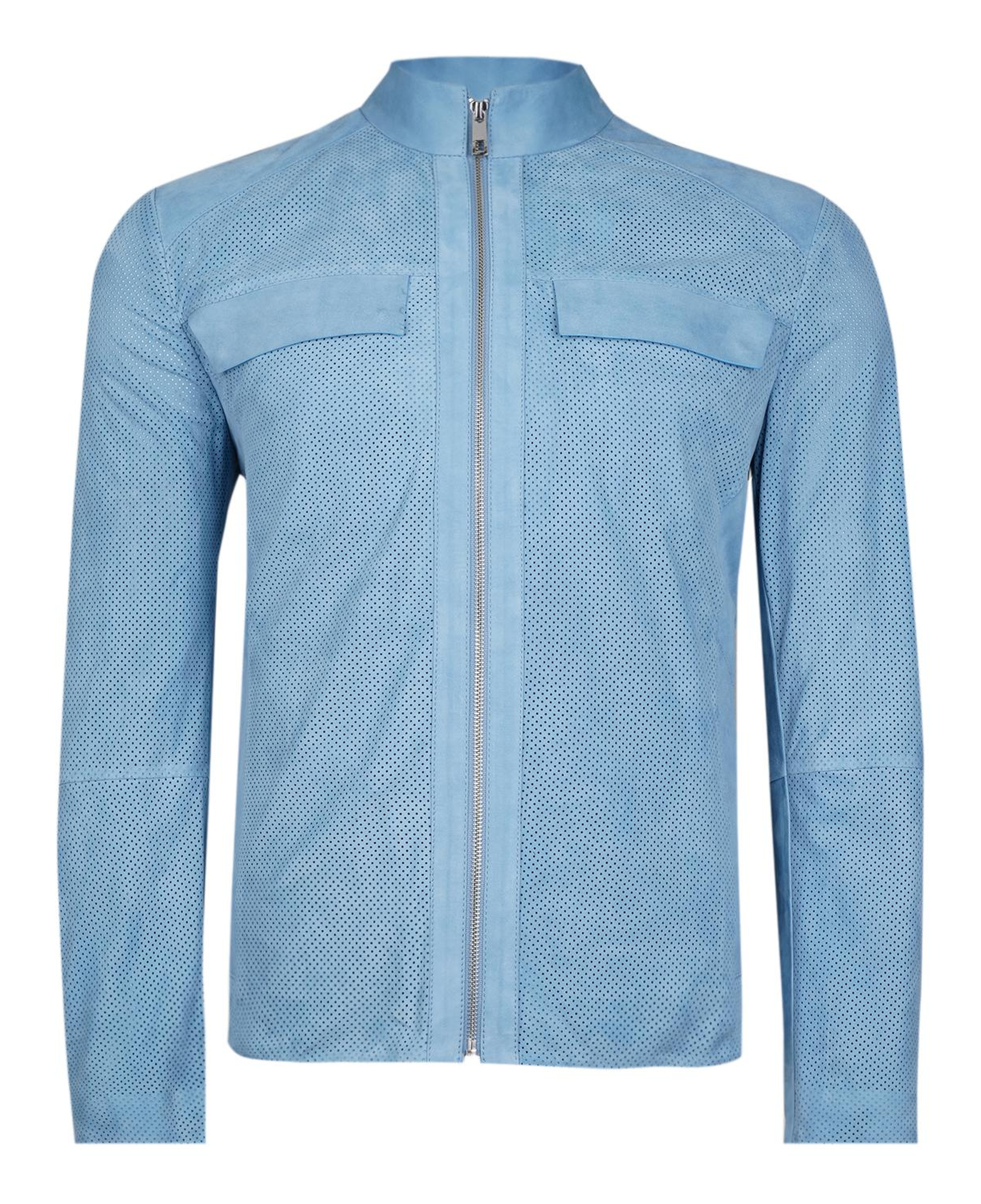 Zelmira Mavi Erkek Perfore Süet Deri Ceket