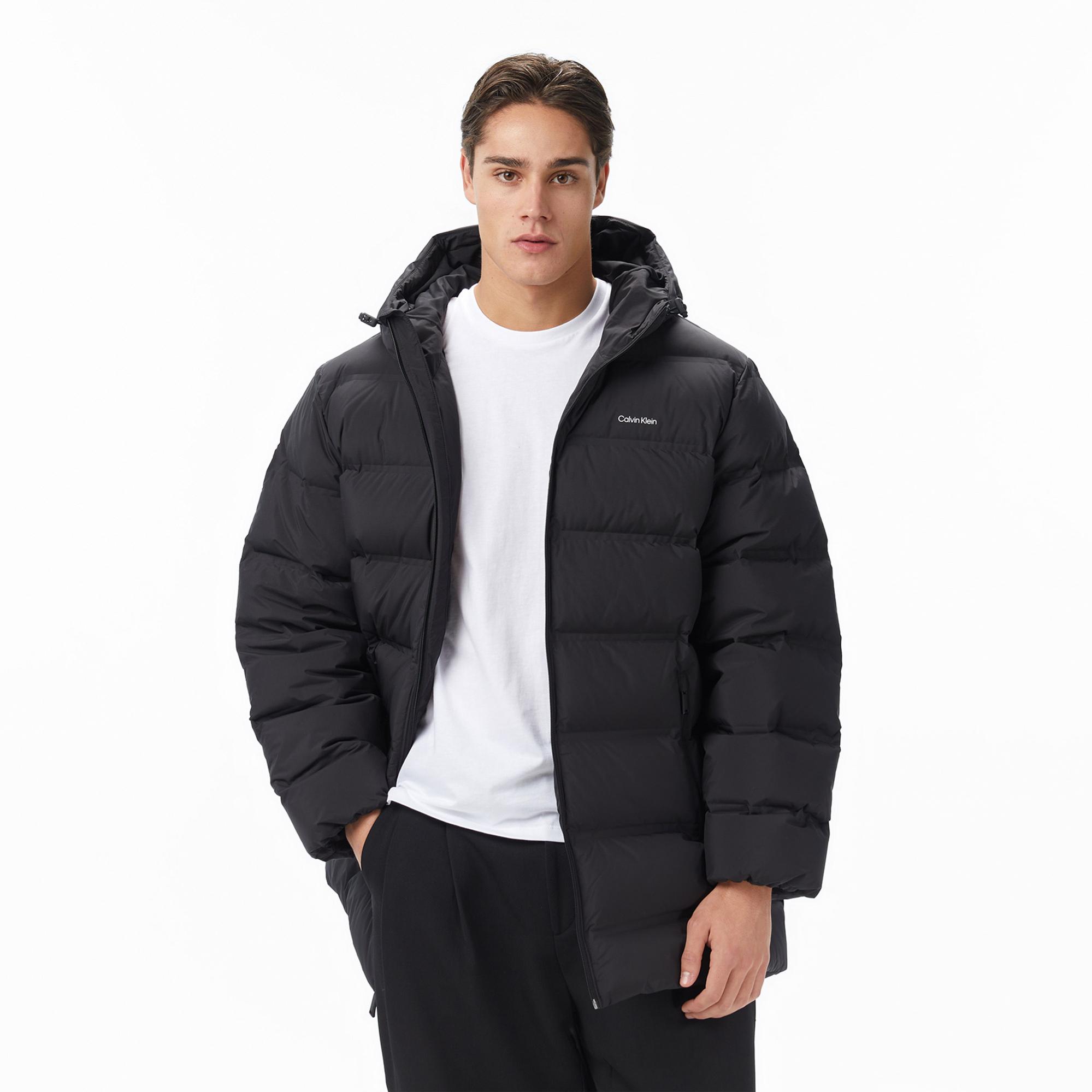 Calvin Klein Bonded Long Hooded Erkek Siyah Puffer Mont
