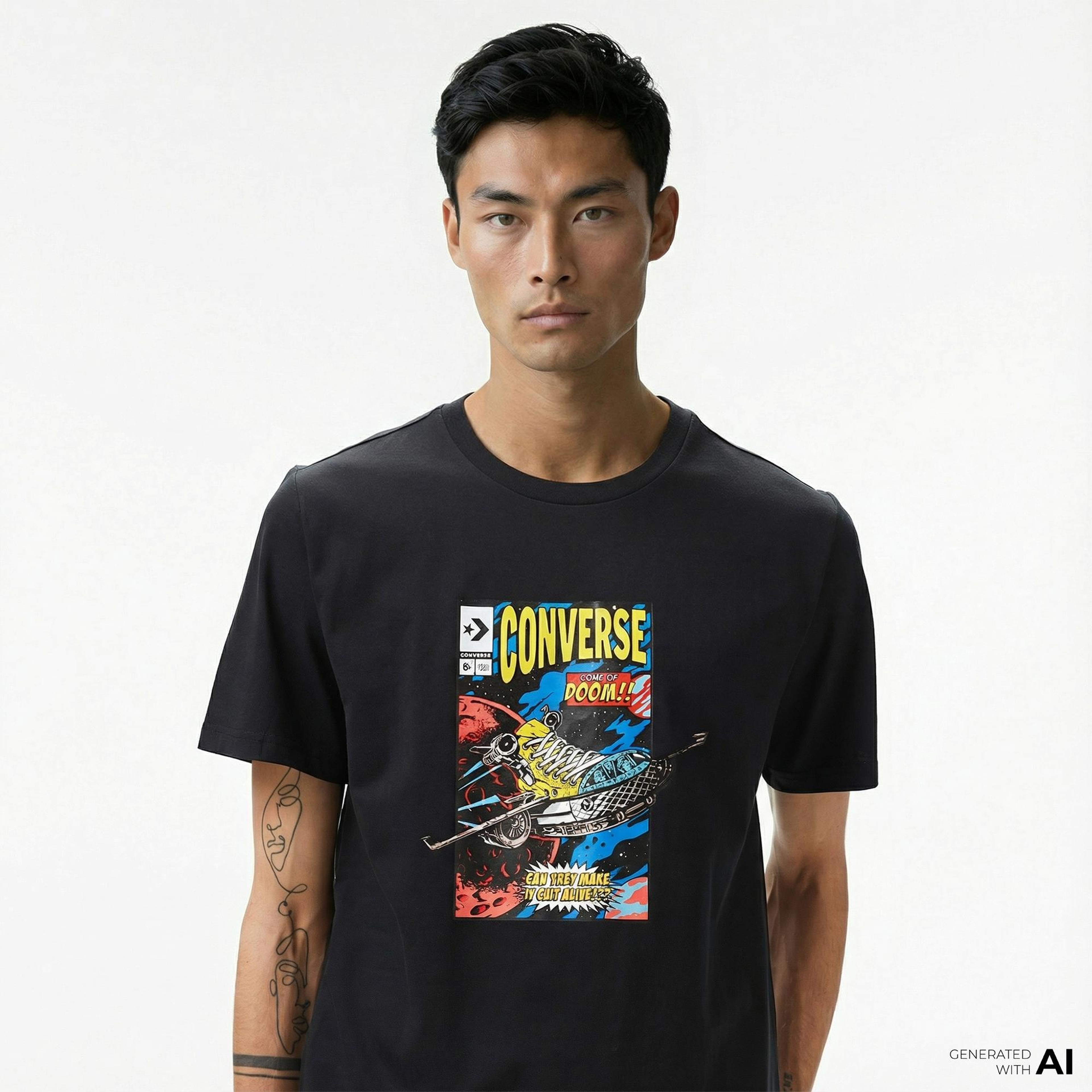 Converse Comic Cover Erkek Siyah T-Shirt