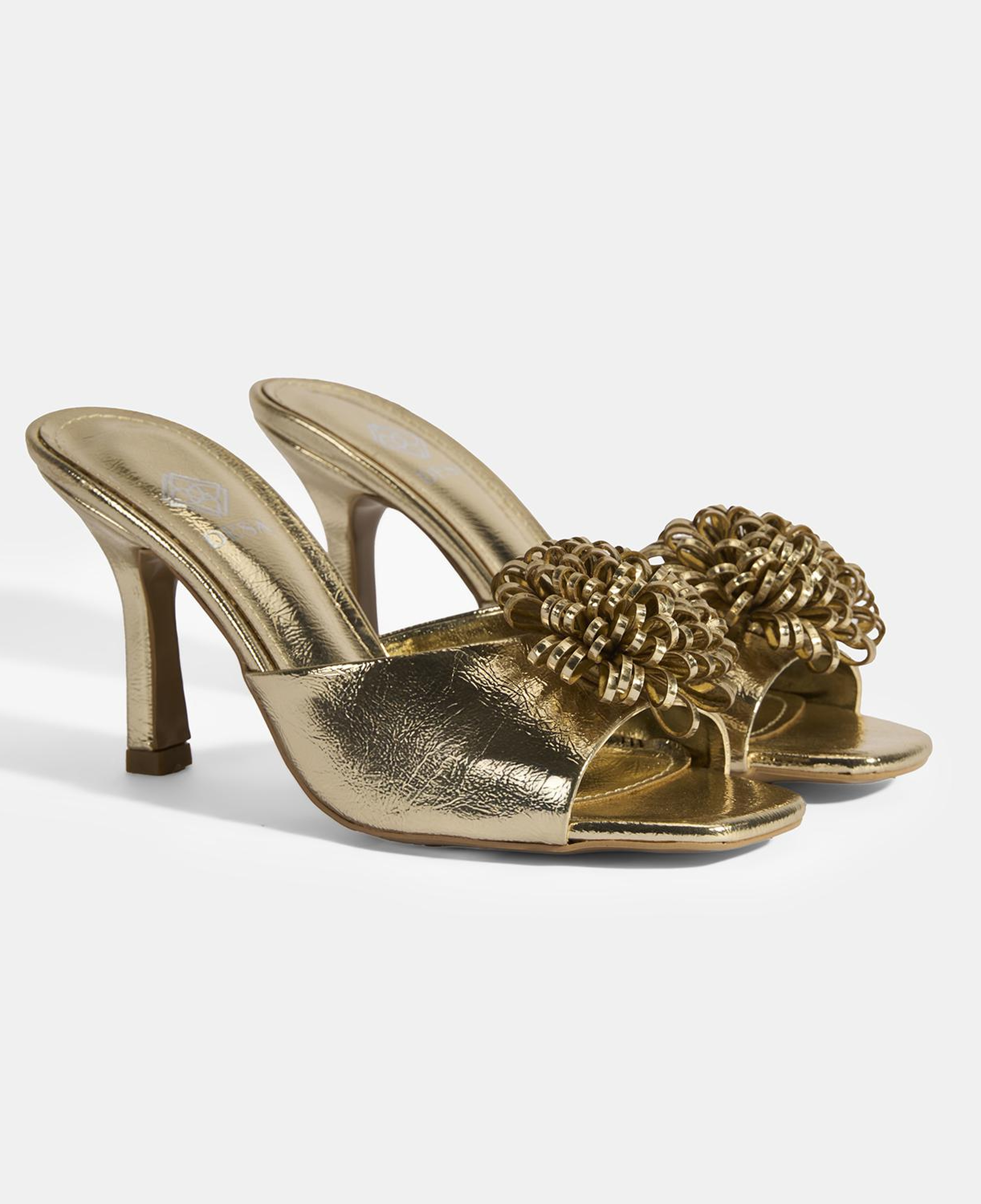 Glowen Gold Aksesuar Detaylı Kadın Topuklu Terlik