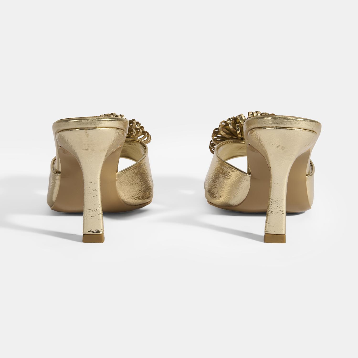 Glowen Gold Aksesuar Detaylı Kadın Topuklu Terlik