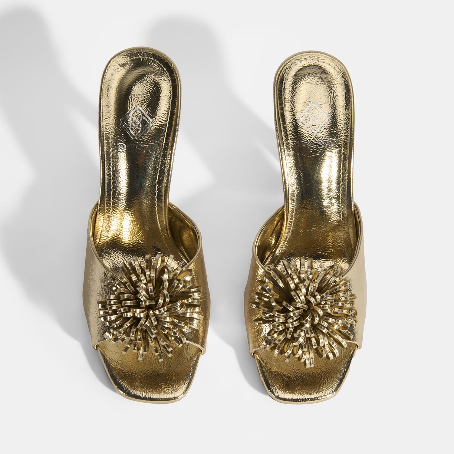 Glowen Gold Aksesuar Detaylı Kadın Topuklu Terlik