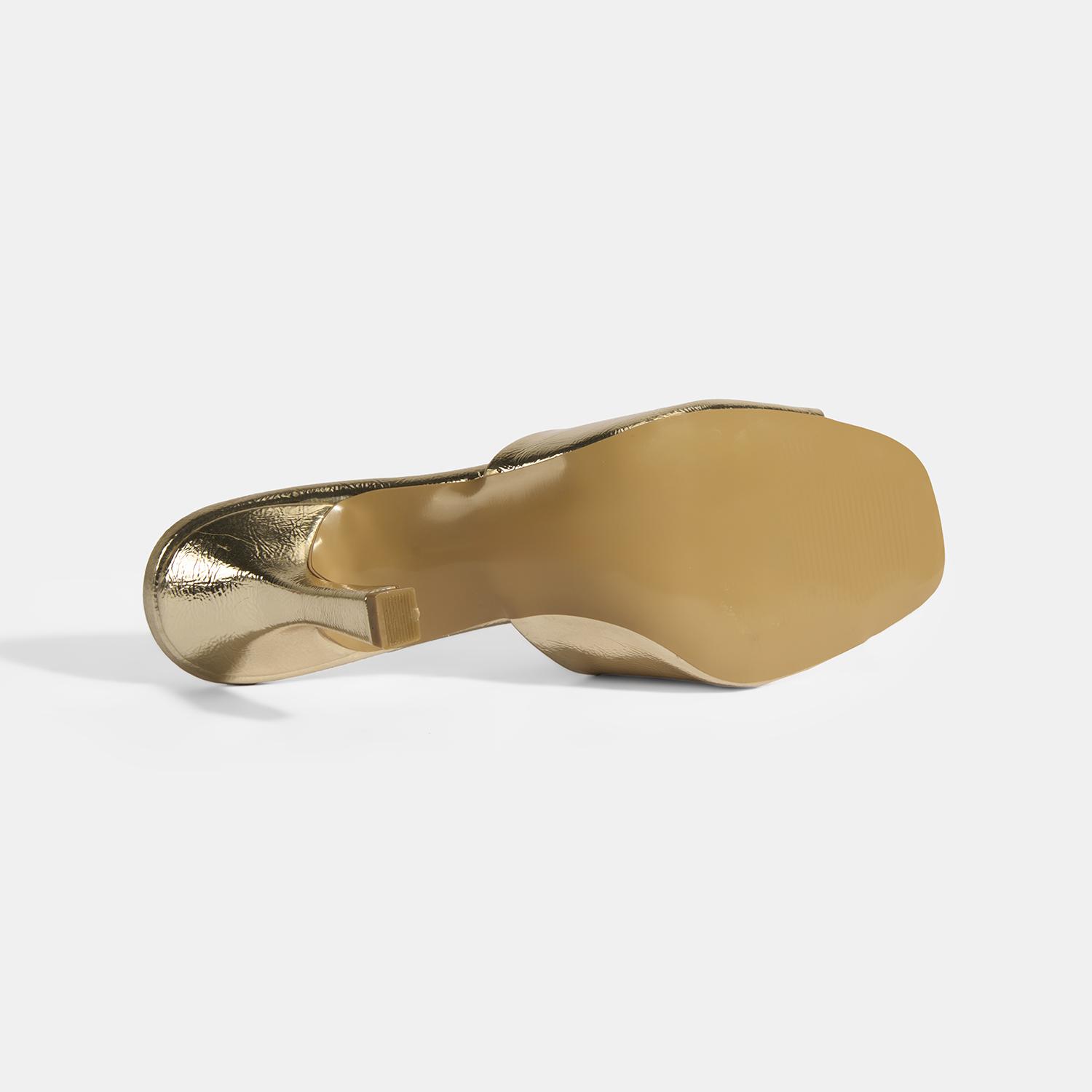 Glowen Gold Aksesuar Detaylı Kadın Topuklu Terlik