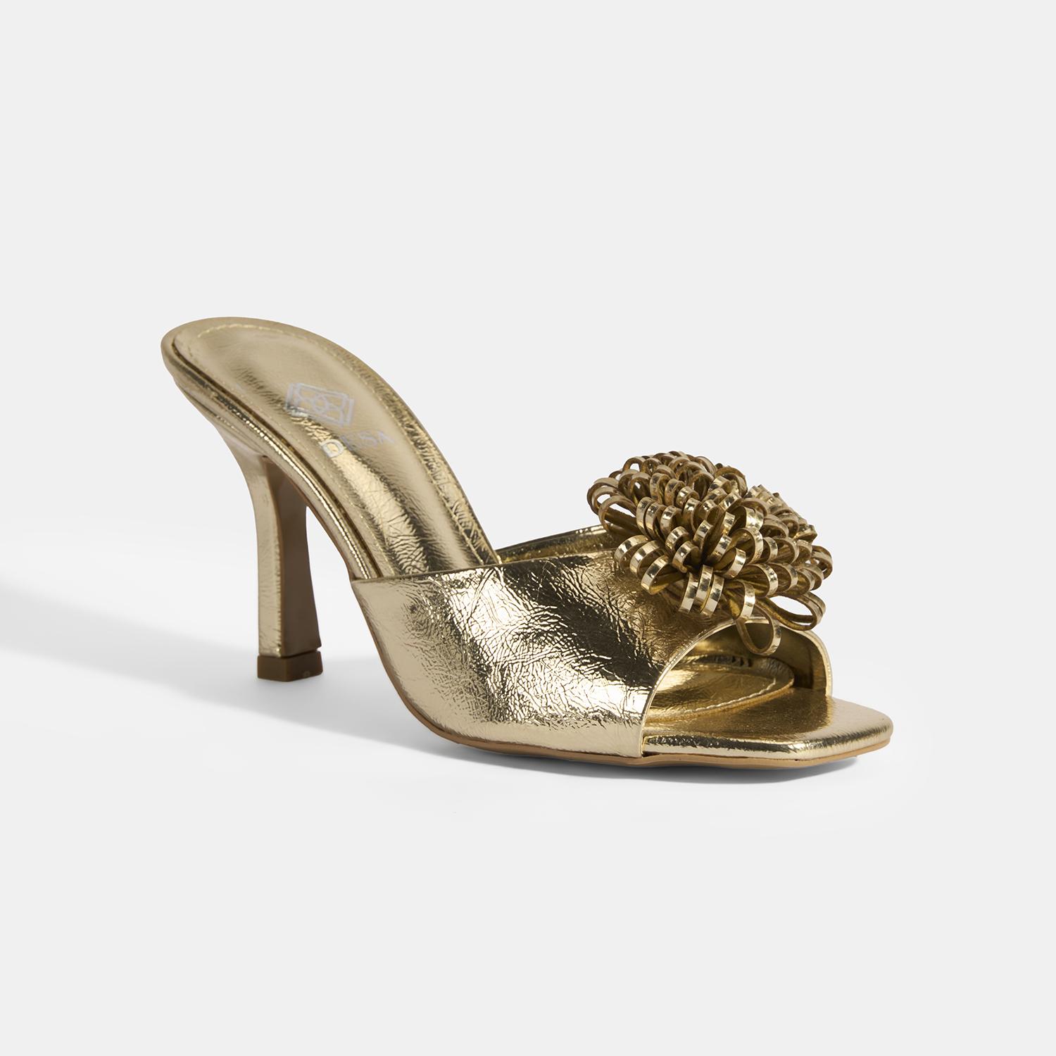 Glowen Gold Aksesuar Detaylı Kadın Topuklu Terlik