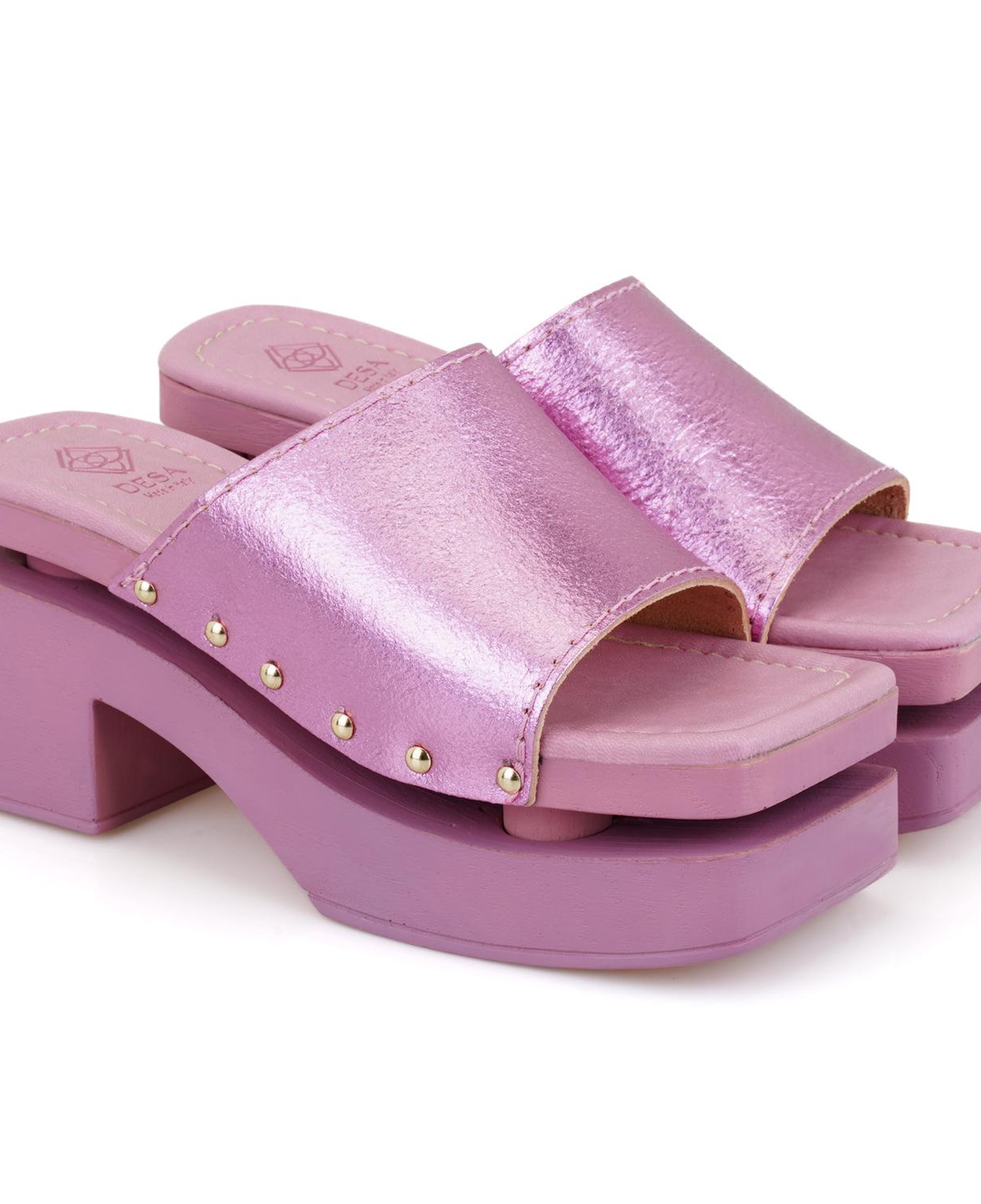 Kadın Pembe Topuklu Deri Terlik