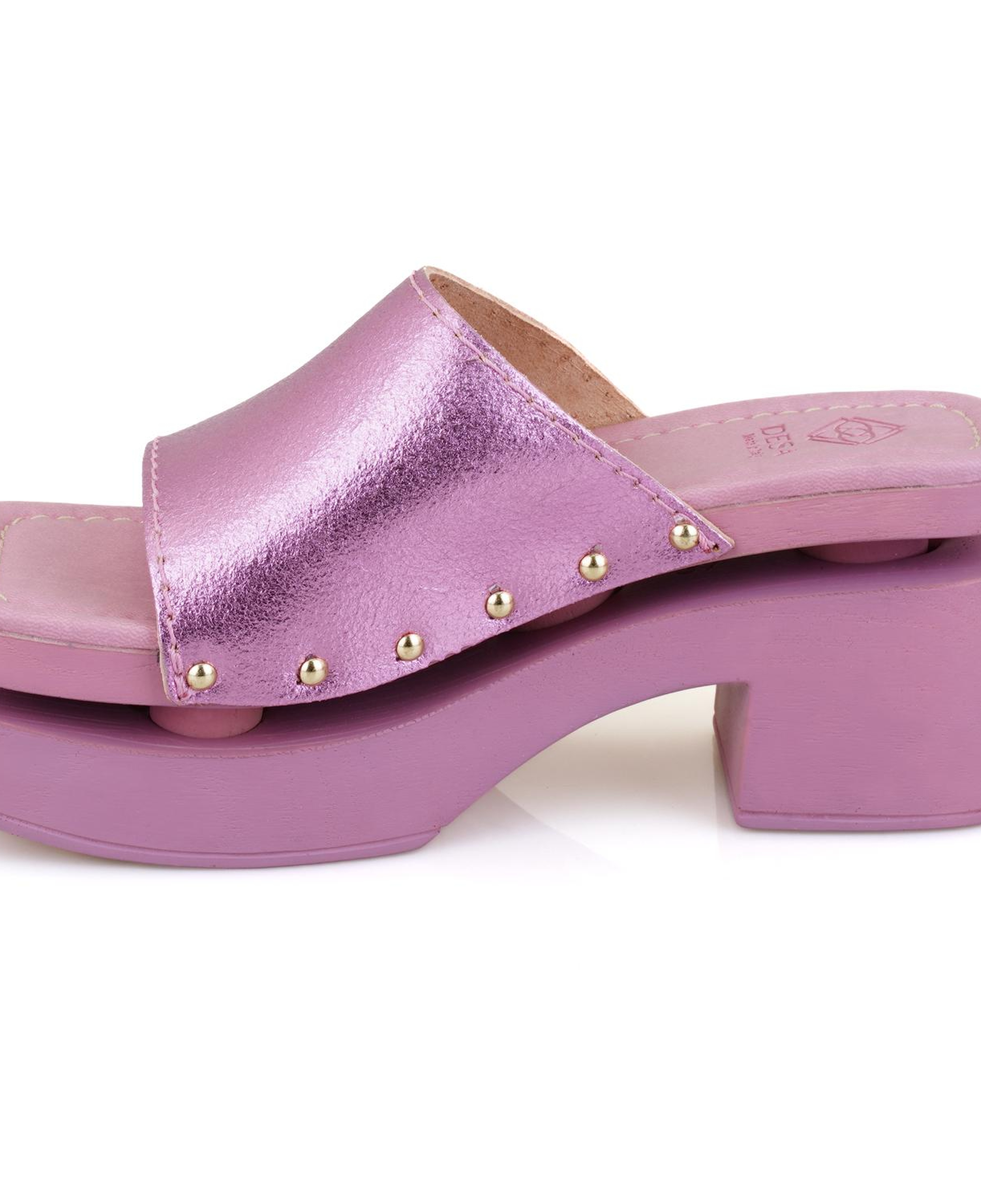 Kadın Pembe Topuklu Deri Terlik