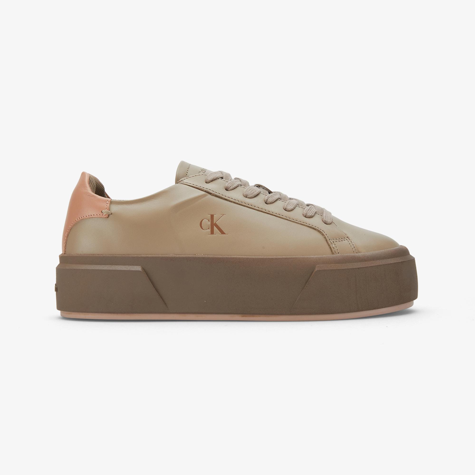 Calvin Klein Flatform Lace Up Kadın Bej Sneaker