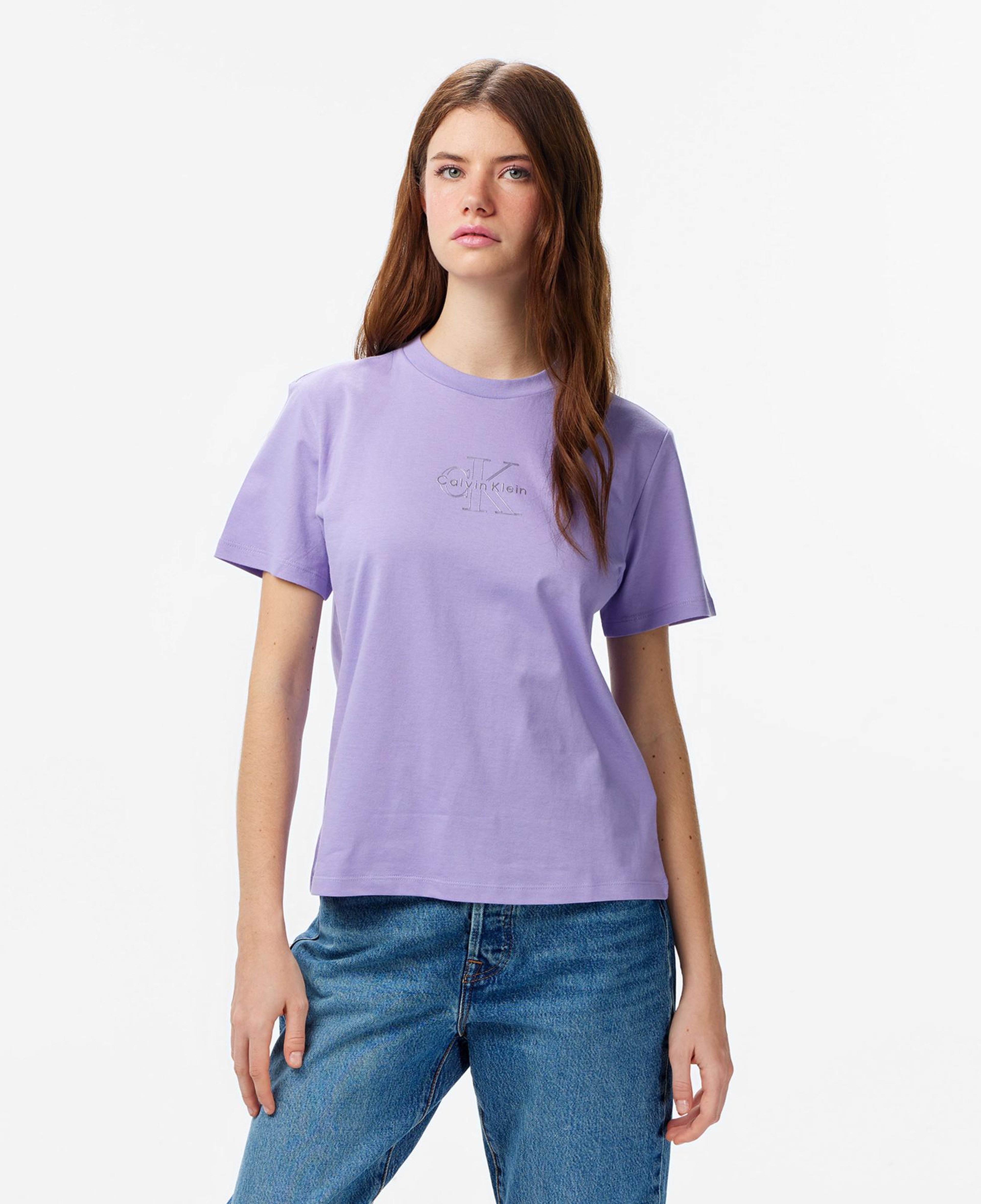Calvin Klein Classic Foil Monologo Kadın Mor T-Shirt