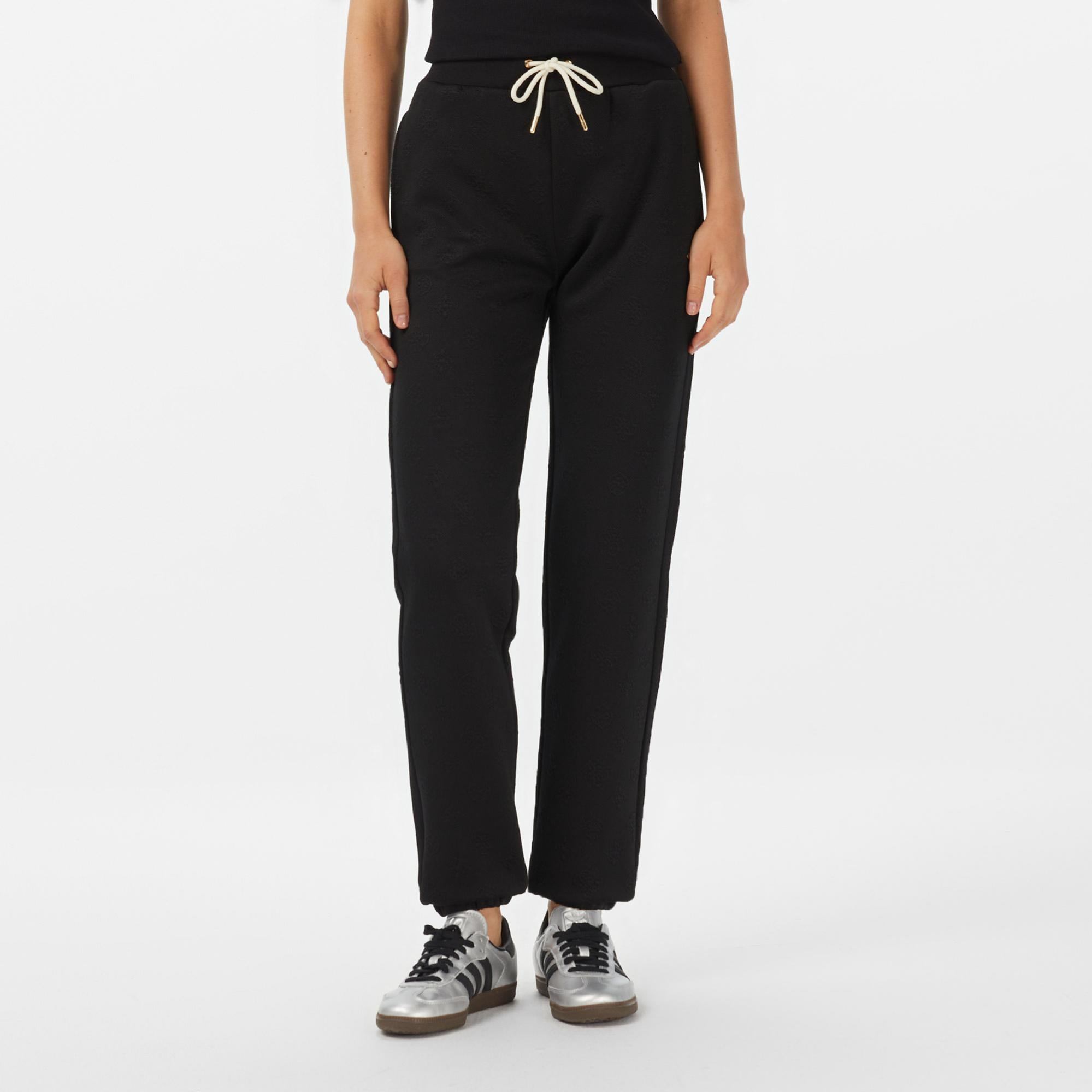 Guess Peony Regular Fit Kadın Siyah Eşofman Altı