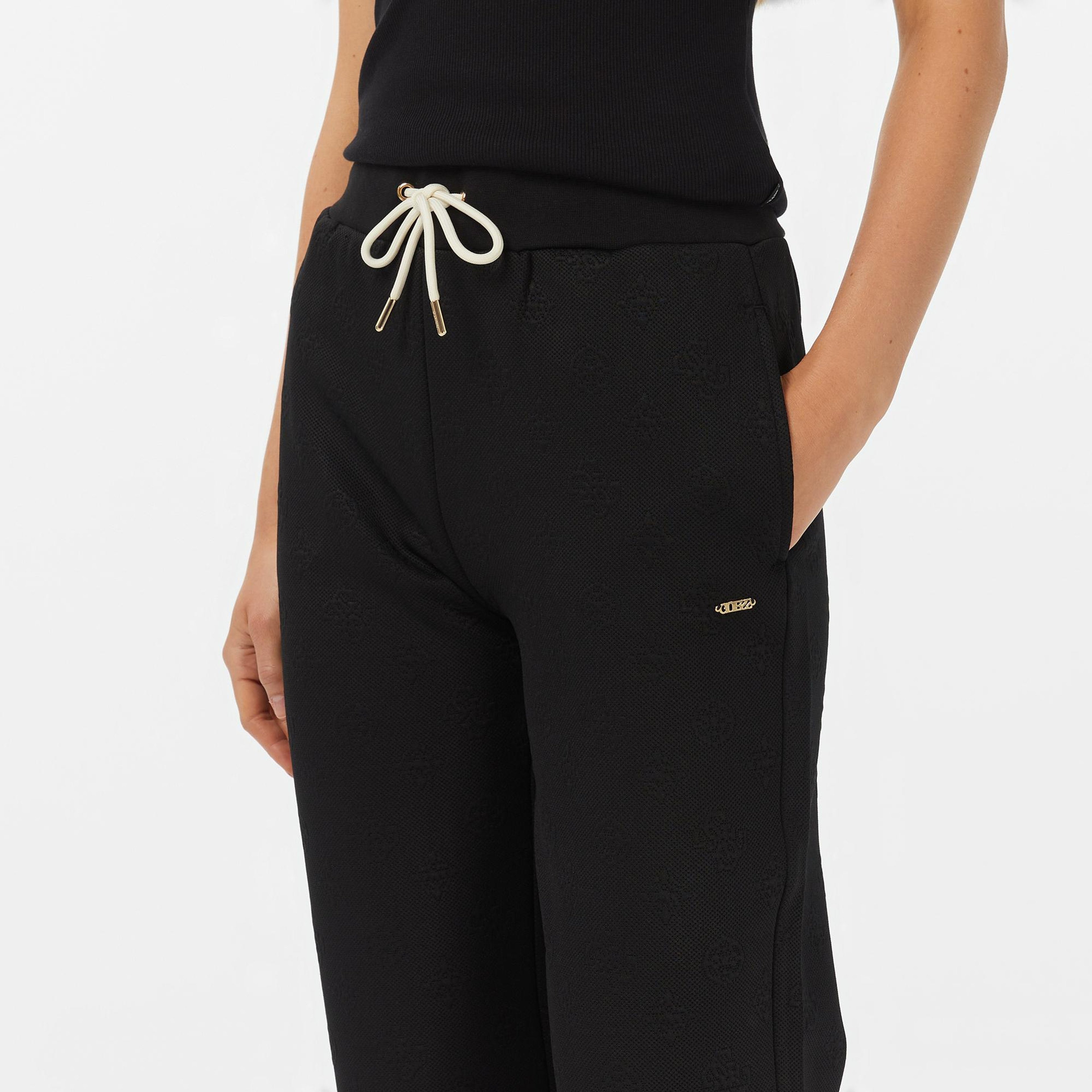 Guess Peony Regular Fit Kadın Siyah Eşofman Altı