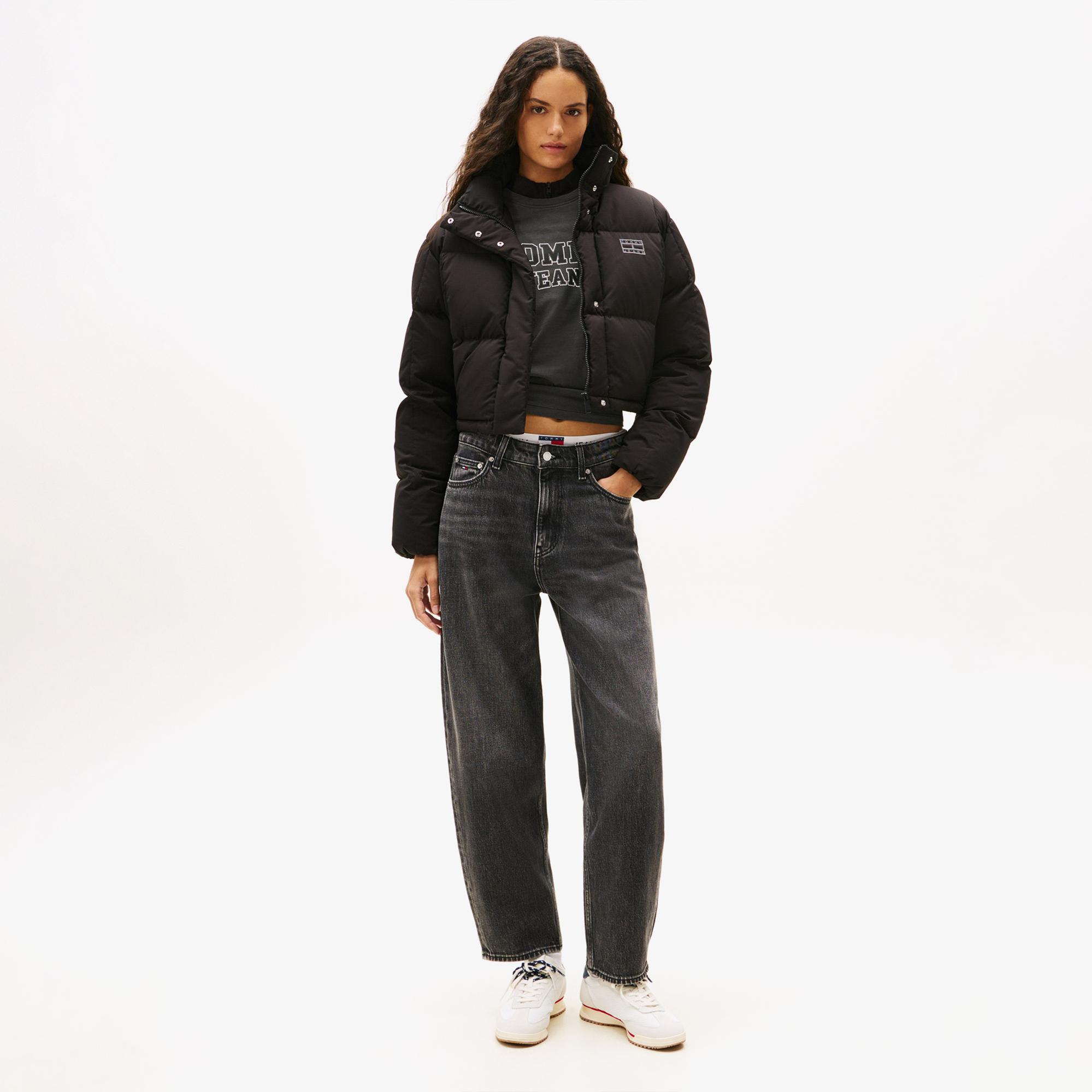 Tommy Jeans Alaska Crop Kadın Puffer Siyah Mont