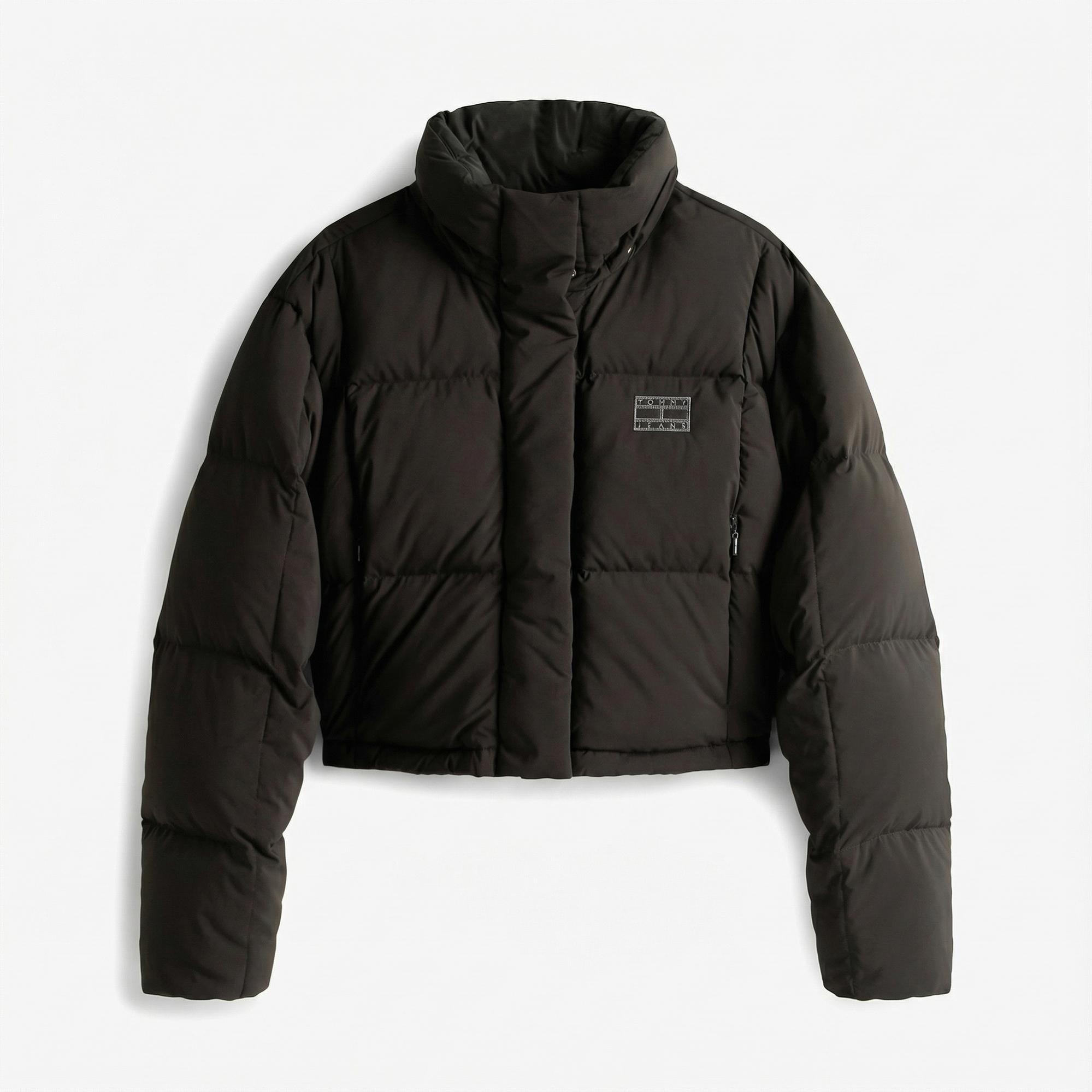 Tommy Jeans Alaska Crop Kadın Puffer Siyah Mont