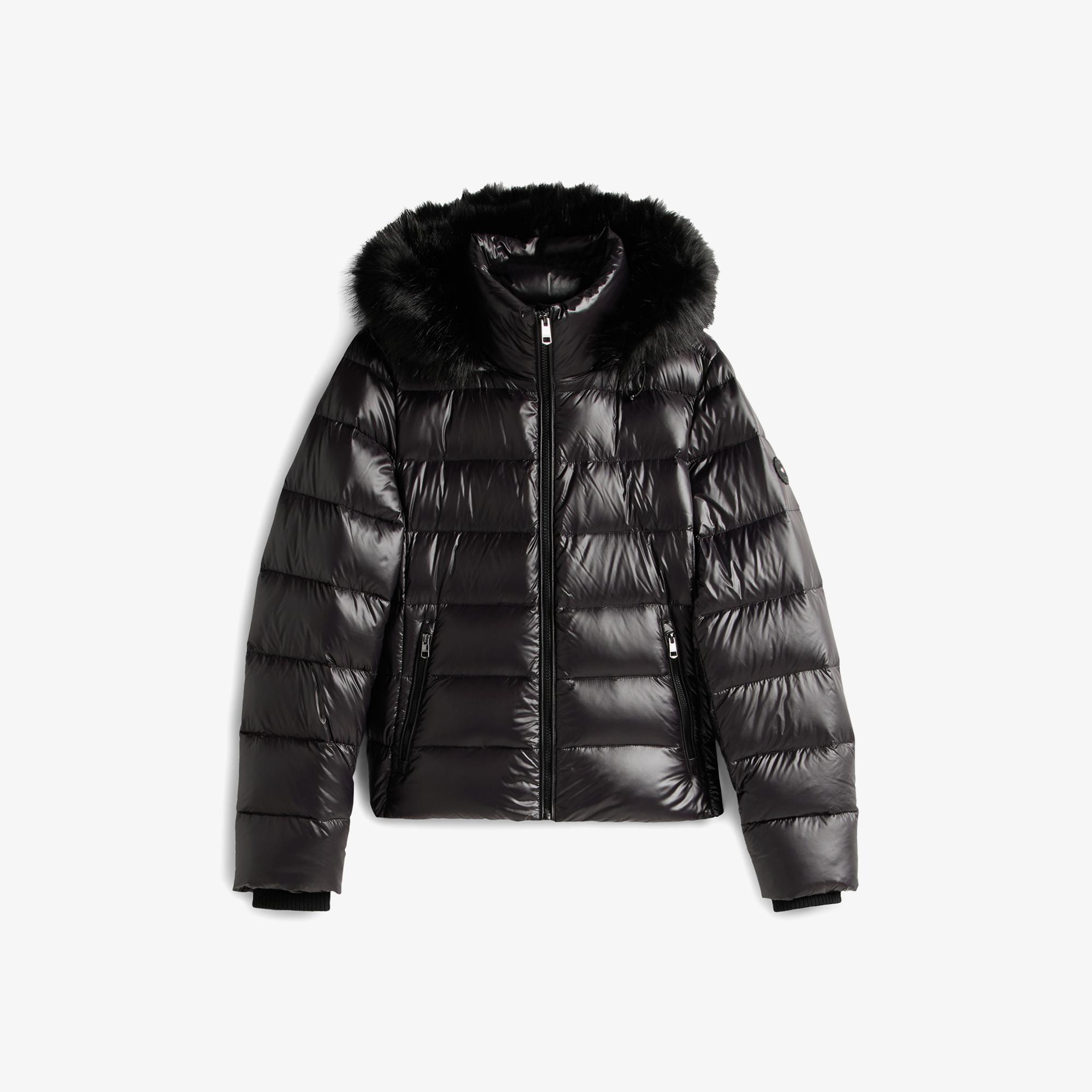 Tommy Hilfiger Gloss Down Slim Kadın Siyah Puffer Mont