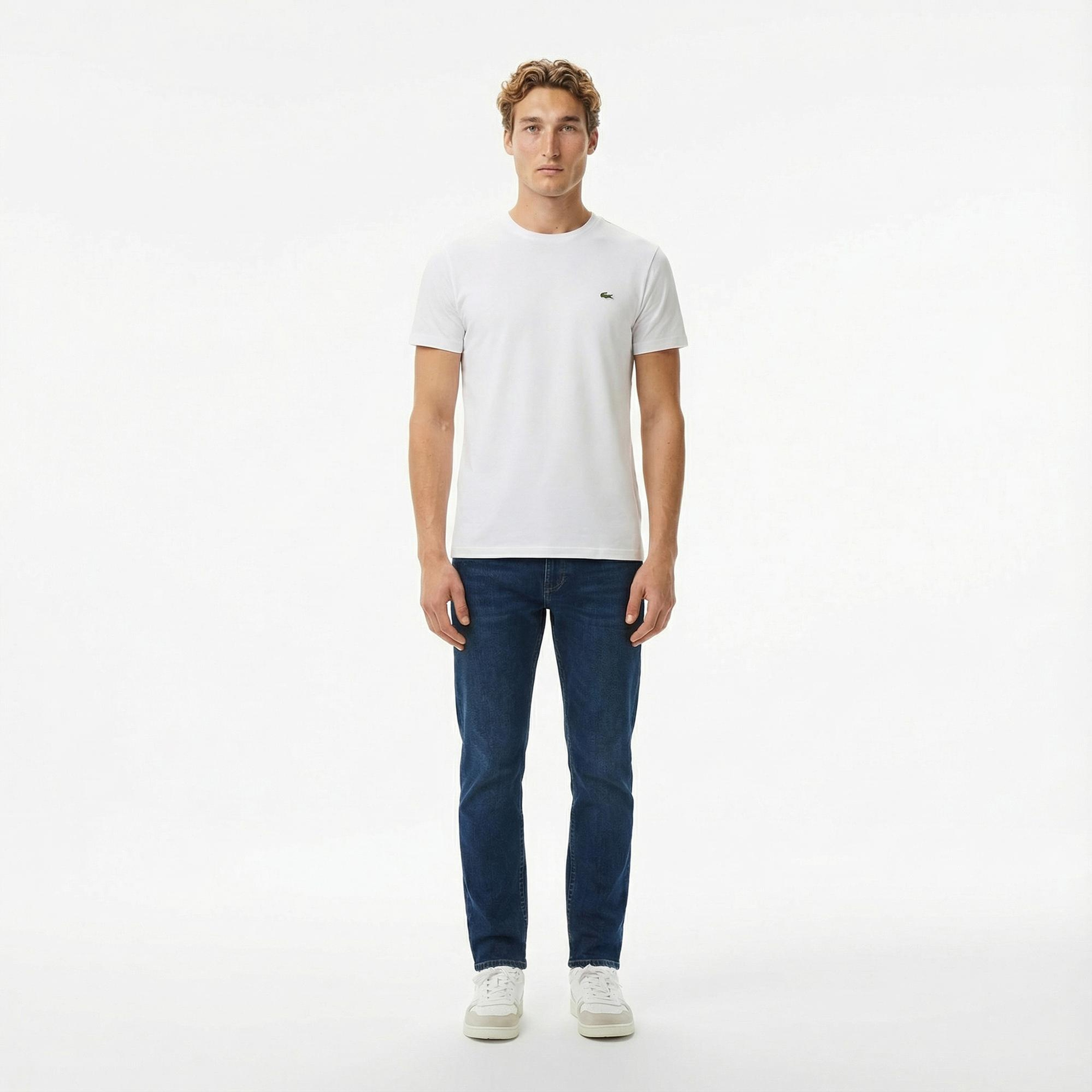 Lacoste Erkek Slim Fit Bisiklet Yaka Beyaz T-Shirt
