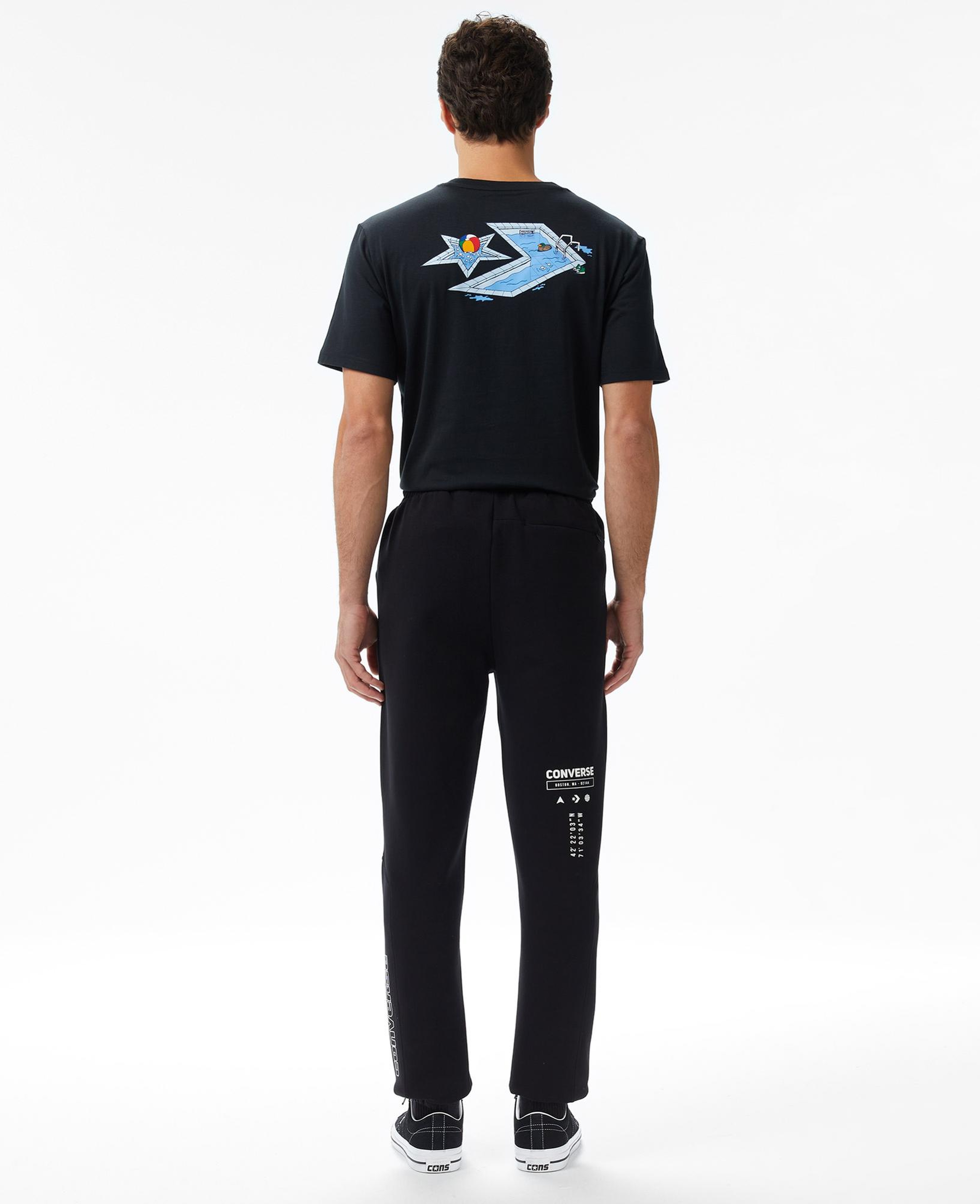 Converse Star Chevron Baskılı Erkek Oversize Fit Siyah Eşofman Altı