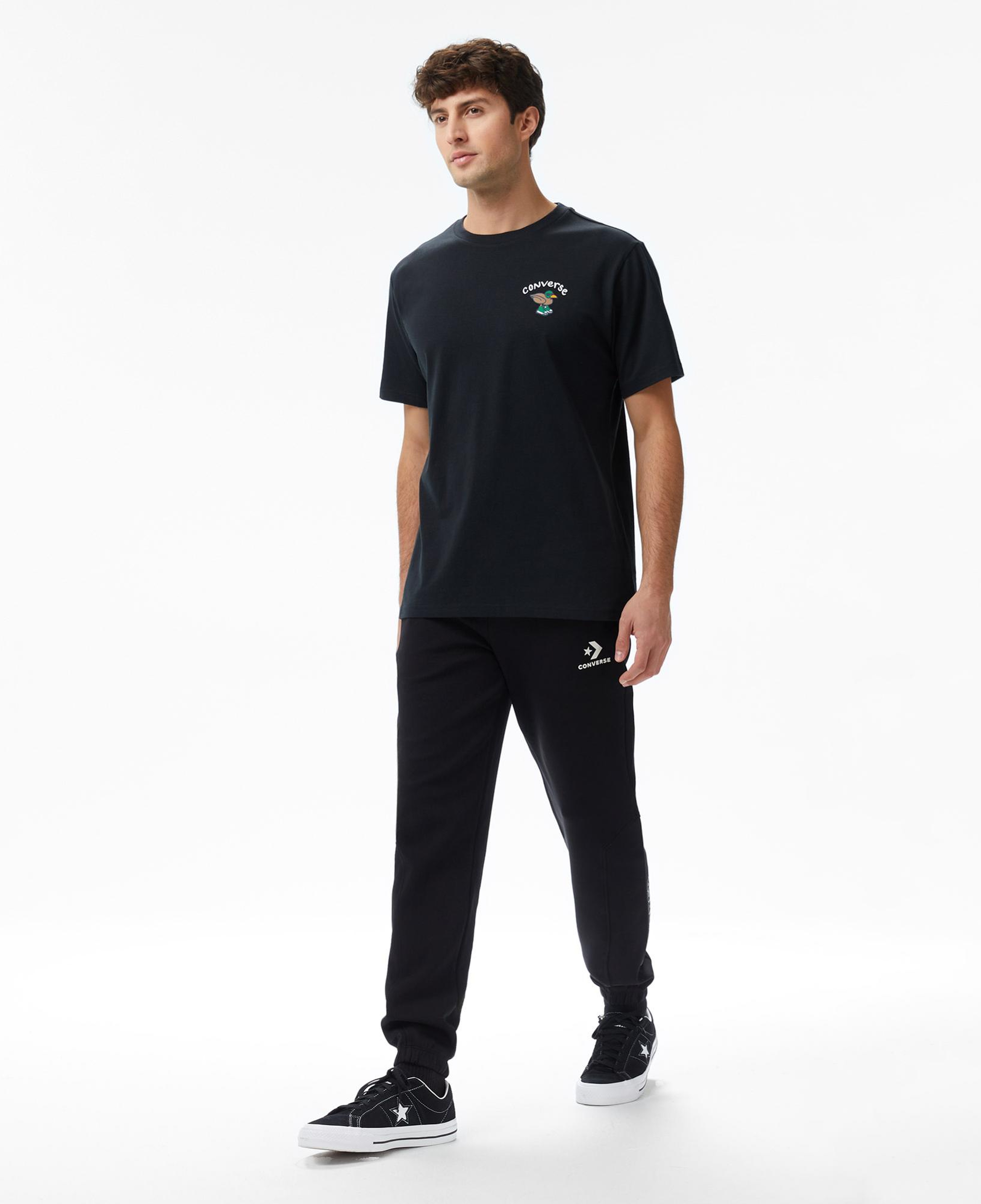 Converse Star Chevron Baskılı Erkek Oversize Fit Siyah Eşofman Altı