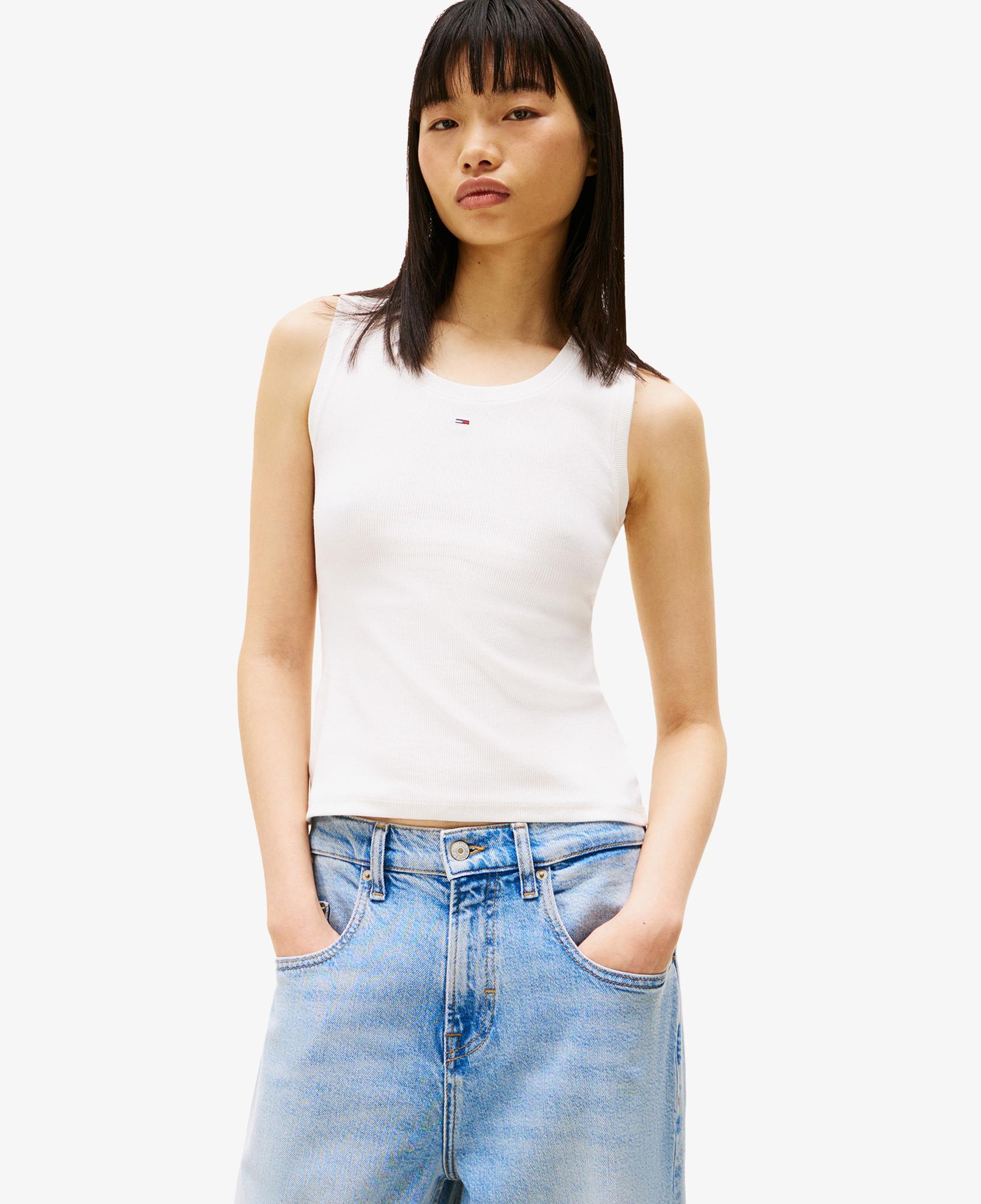 Tommy Hilfiger Denim Essentials Kadın Beyaz T-Shirt